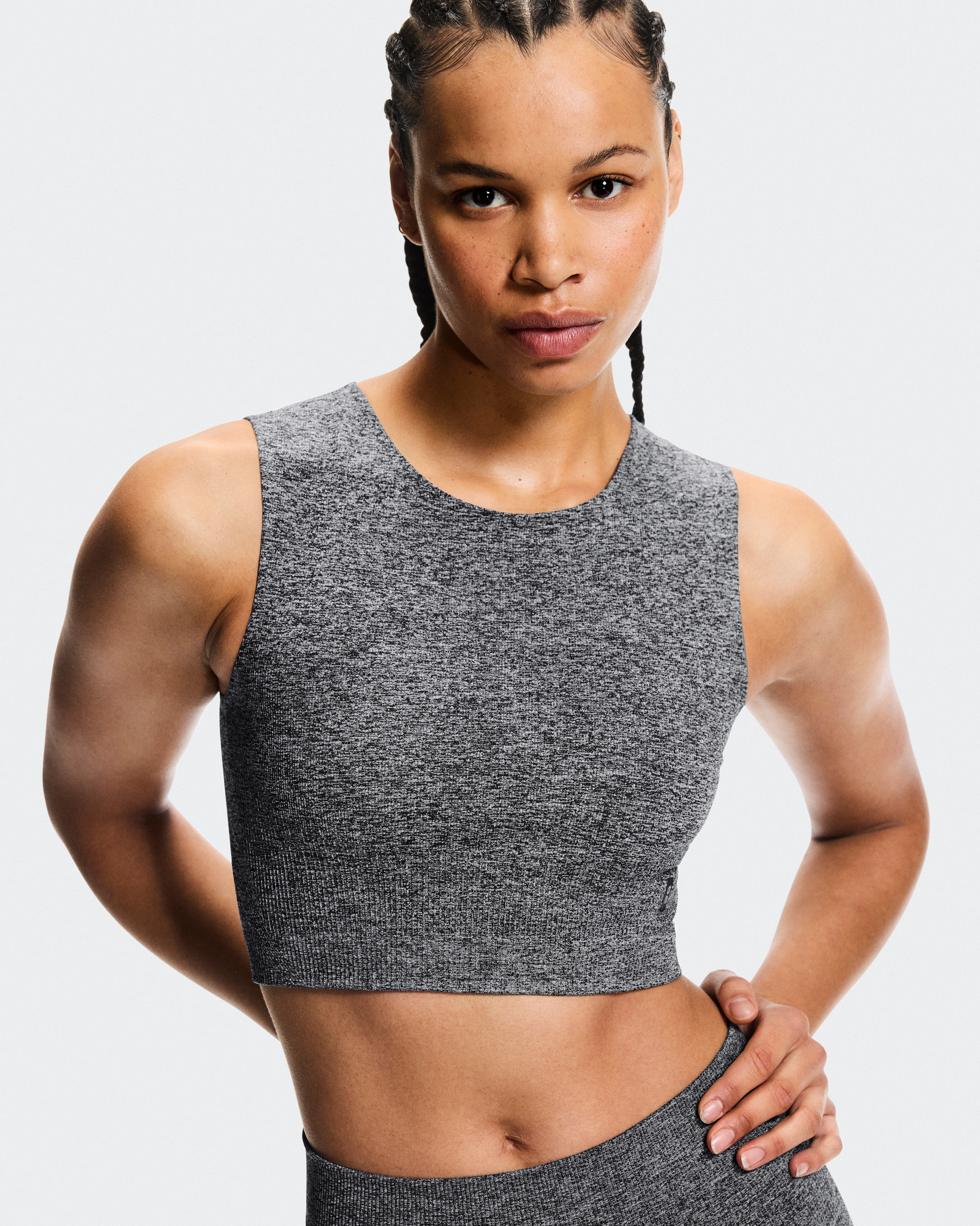 On Studio Knit Crop Graphite Heather Women Tops and t-shirts
