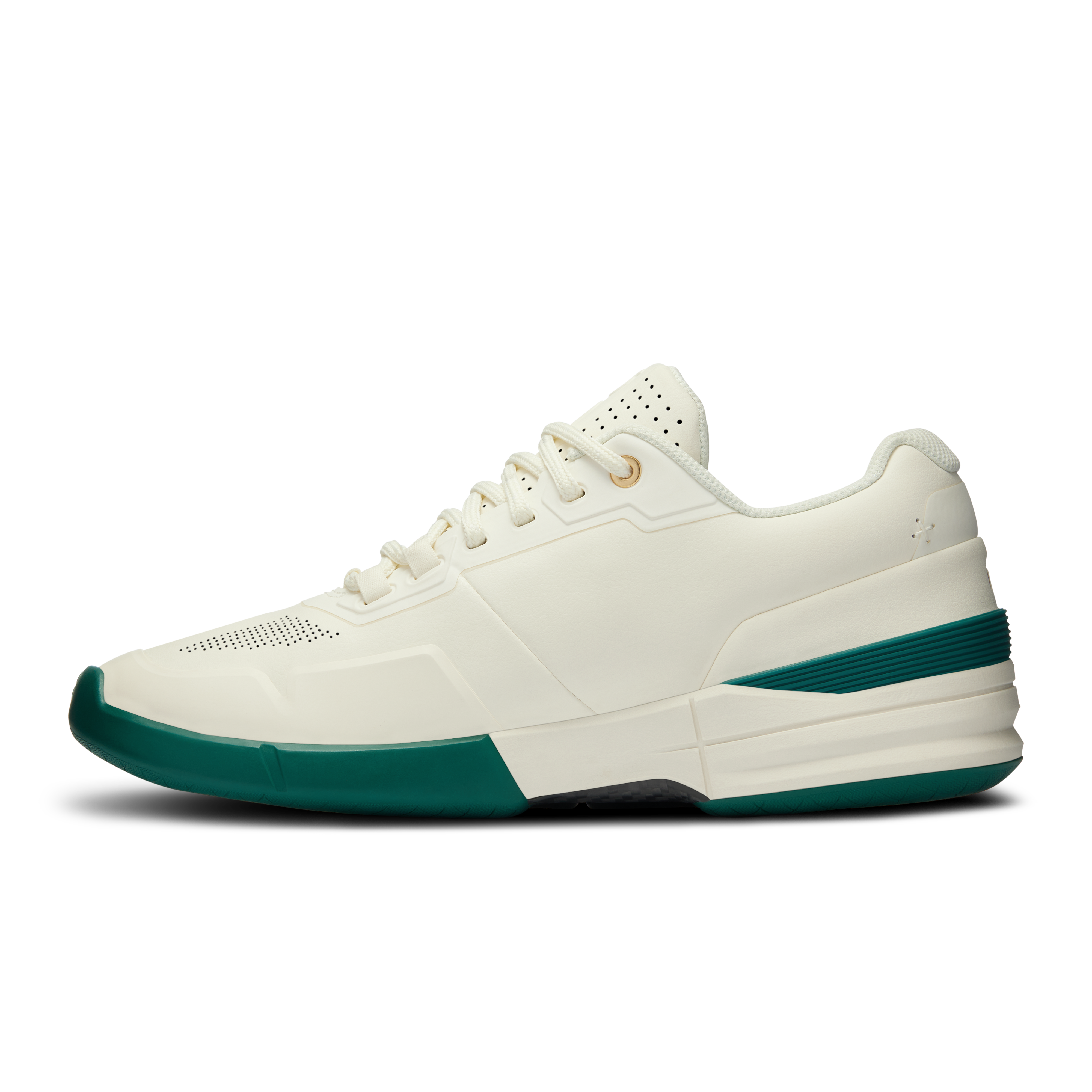 On THE ROGER Pro Beams Ivory & Evergreen Women Tennis Shoes