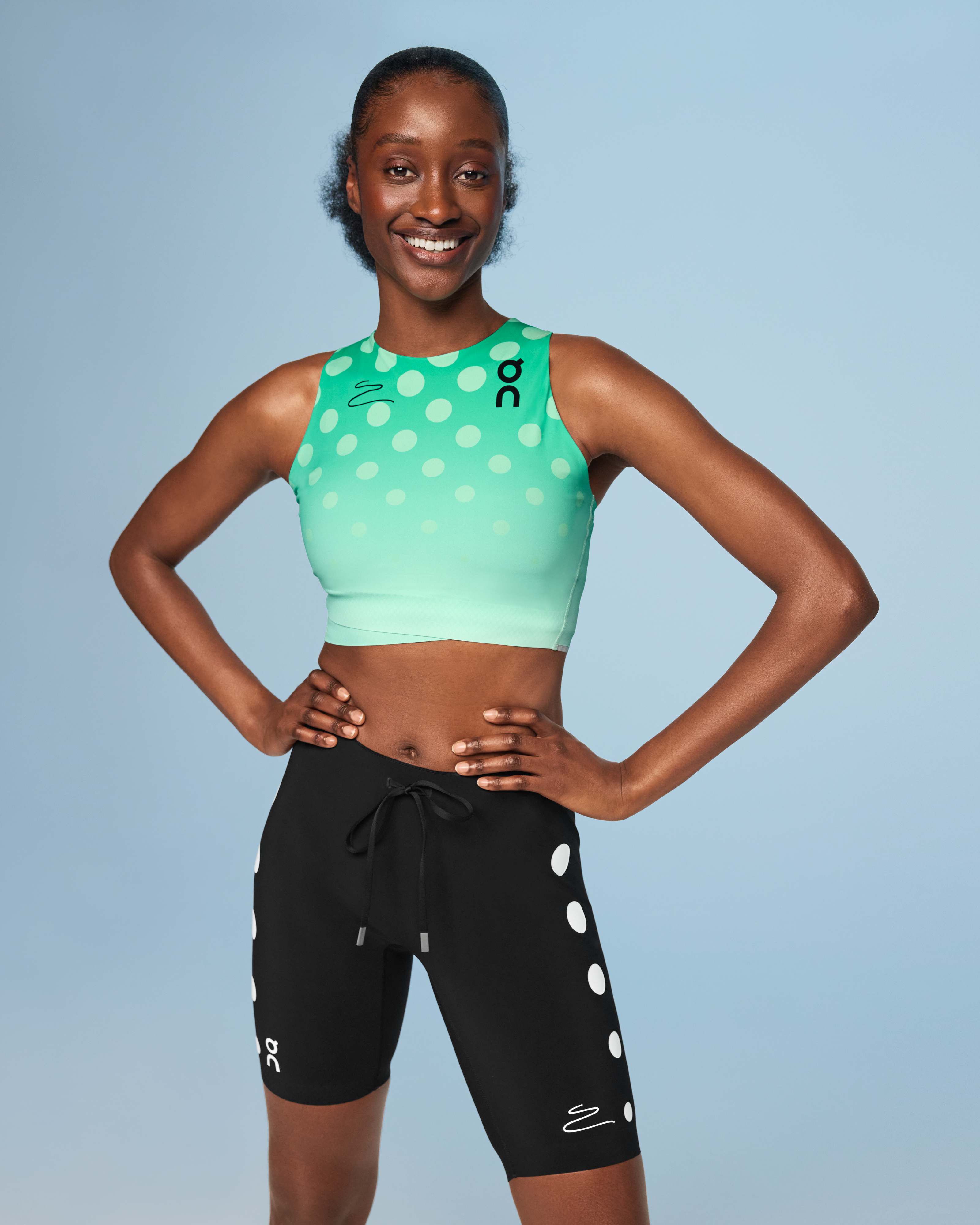 On Crop Top Light Distance Mint & White Women Tops and t-shirts
