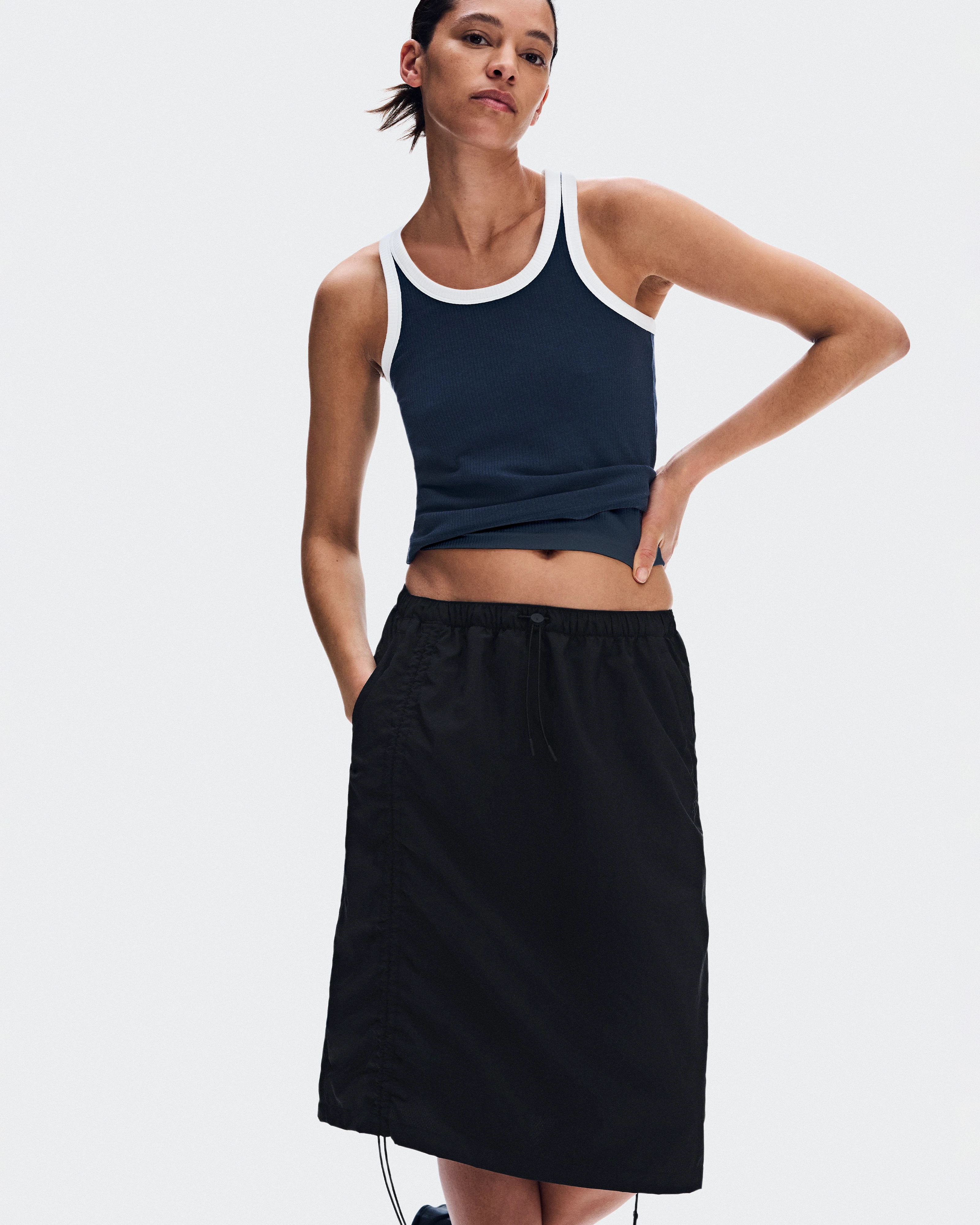 On Drawstring Midi Skirt Black Women Skirts