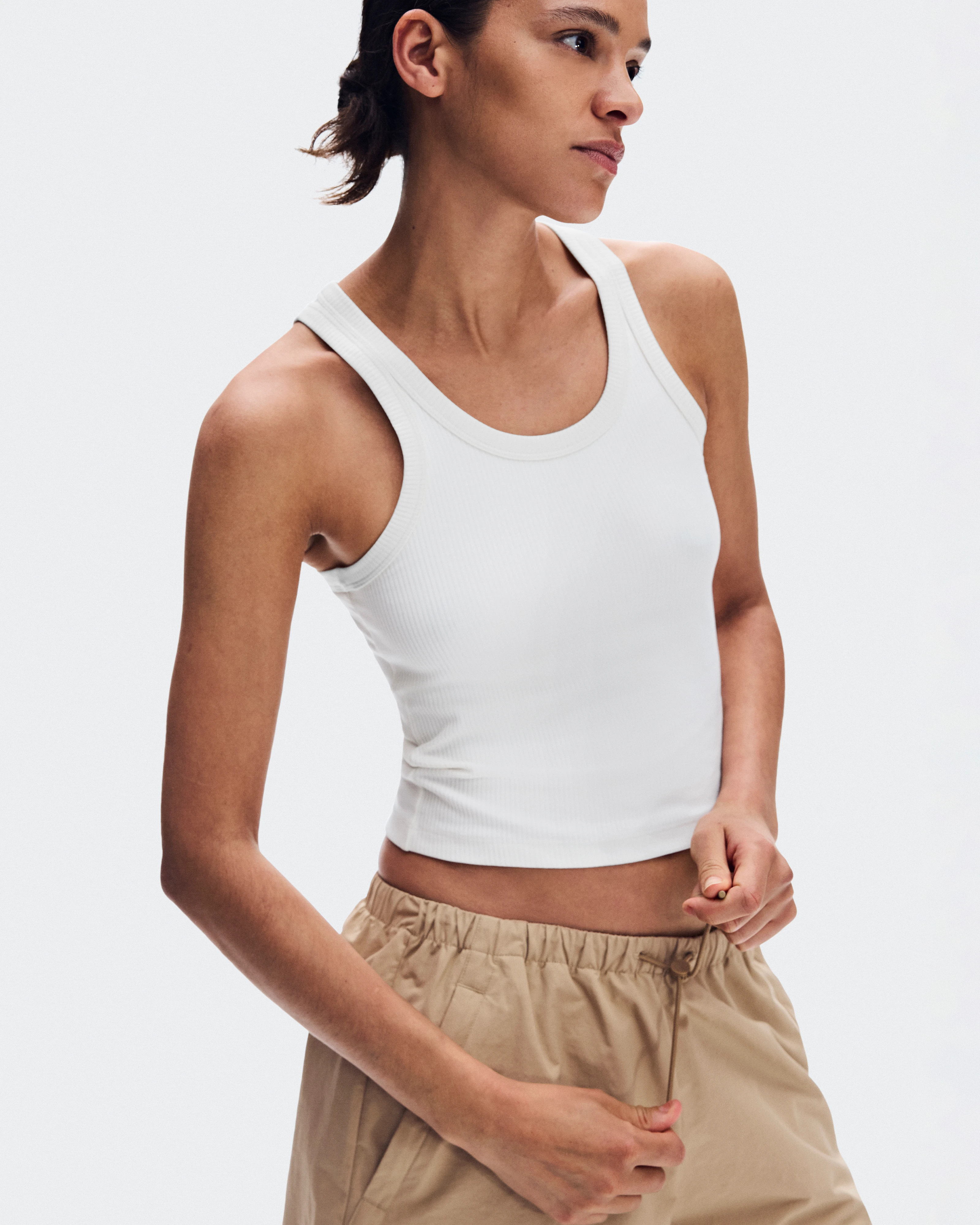 On All-Day Ribbed Tank Ivory Women Tops and t-shirts