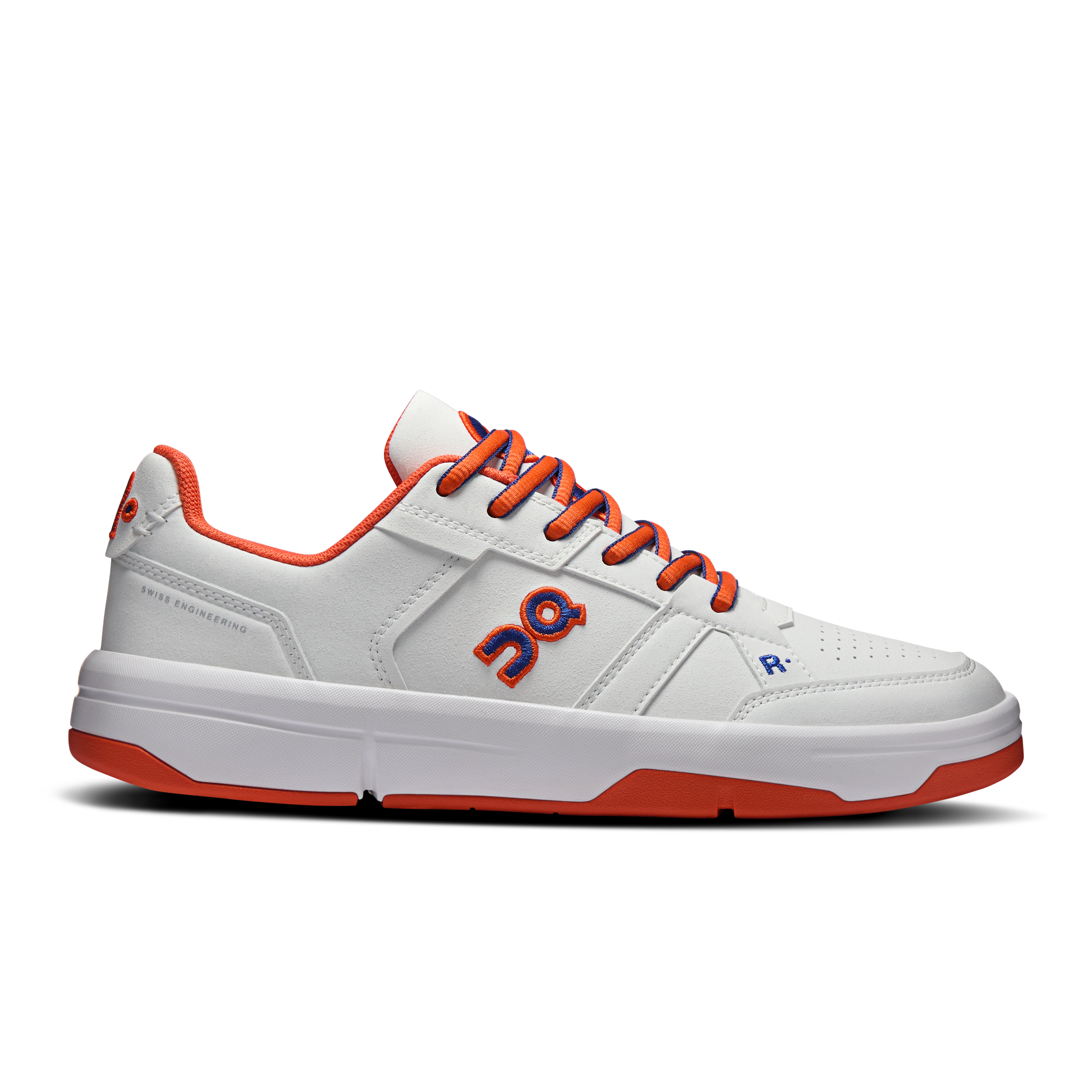 On THE ROGER Clubhouse Varsity White & Flame Women – All-day Shoes