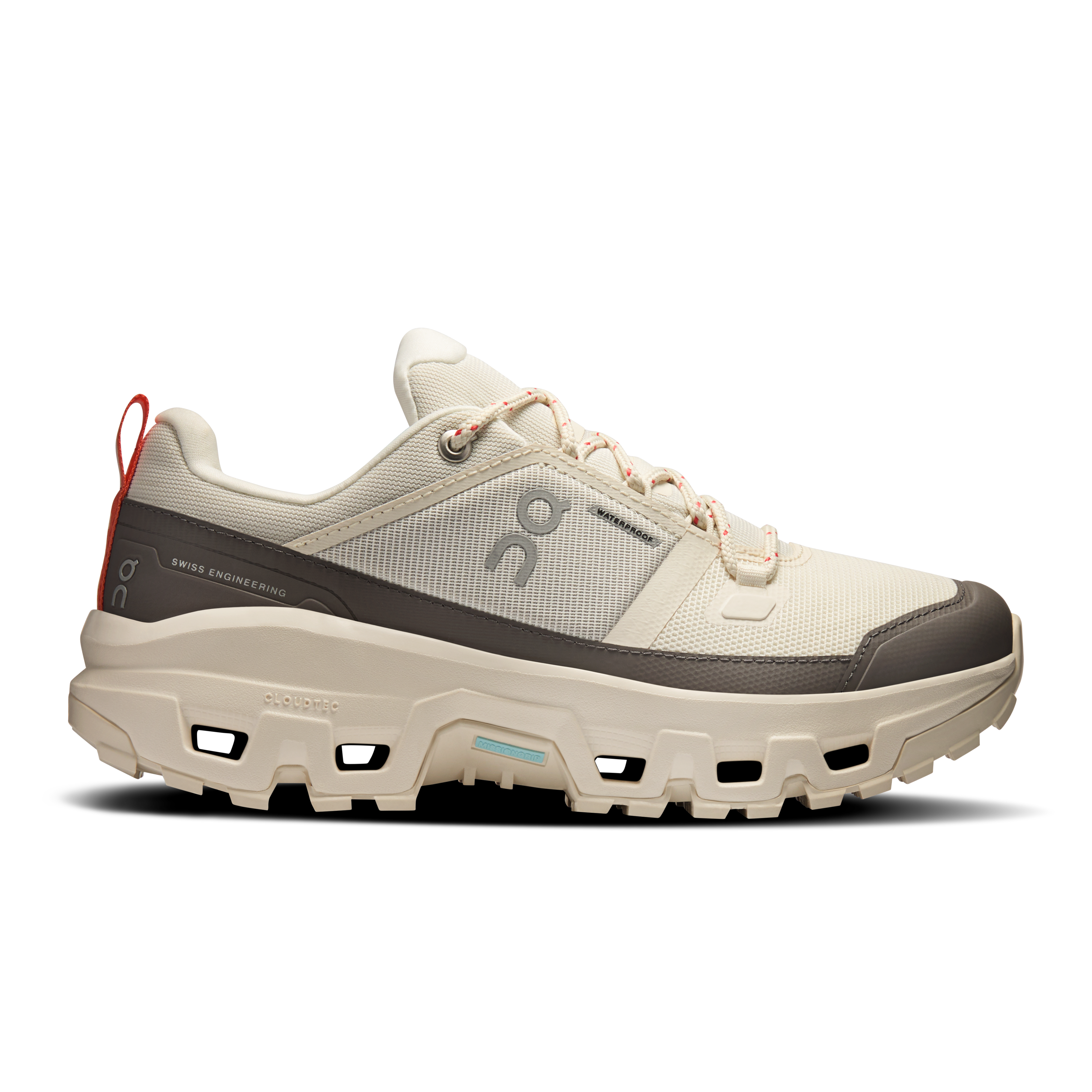 On Cloudrock Low Waterproof Ivory & Ivory Women – Hiking, Missiongrip™, mixed terrain Shoes
