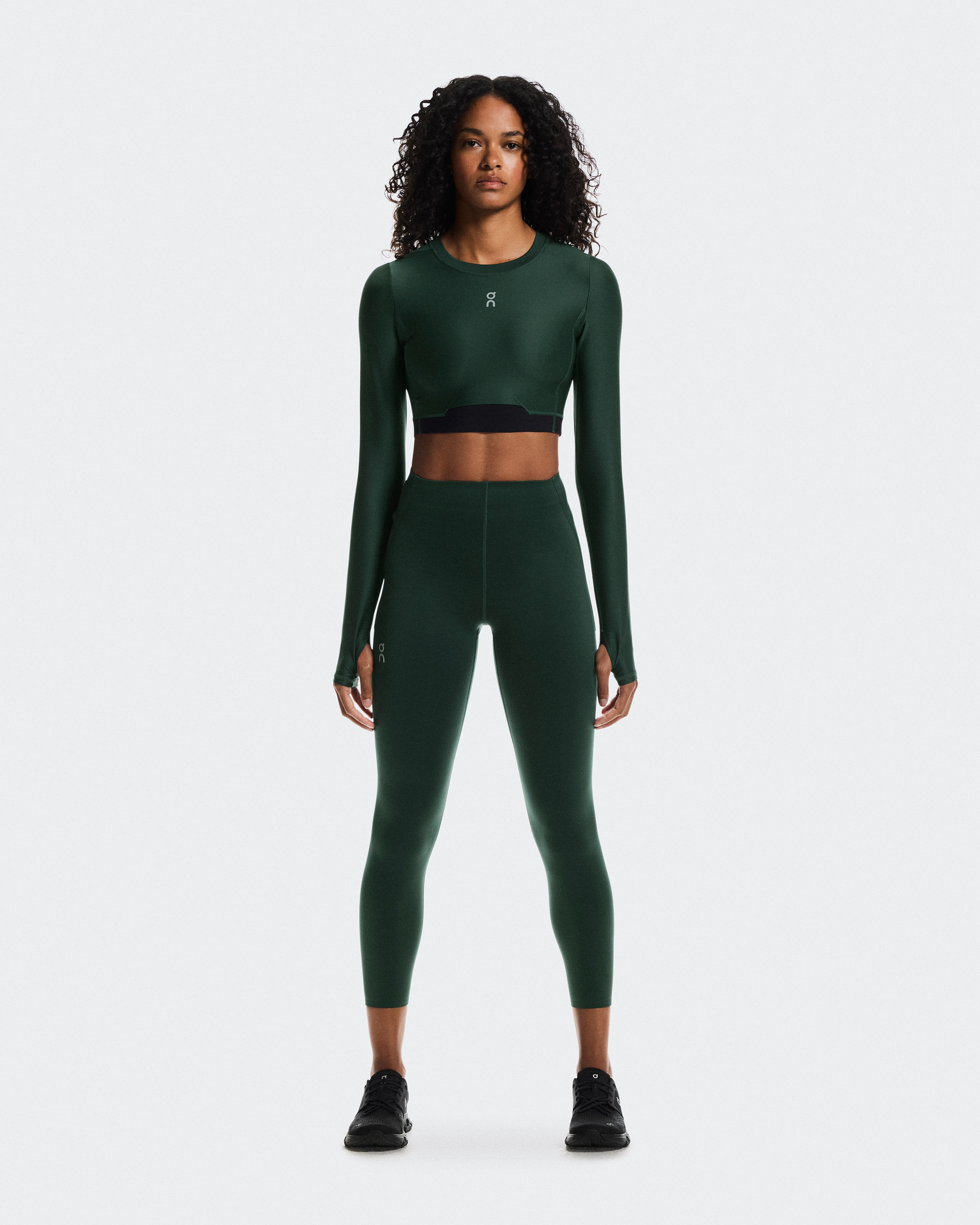 On Train Long Sleeve Crop Obsidian Women Tops and t-shirts