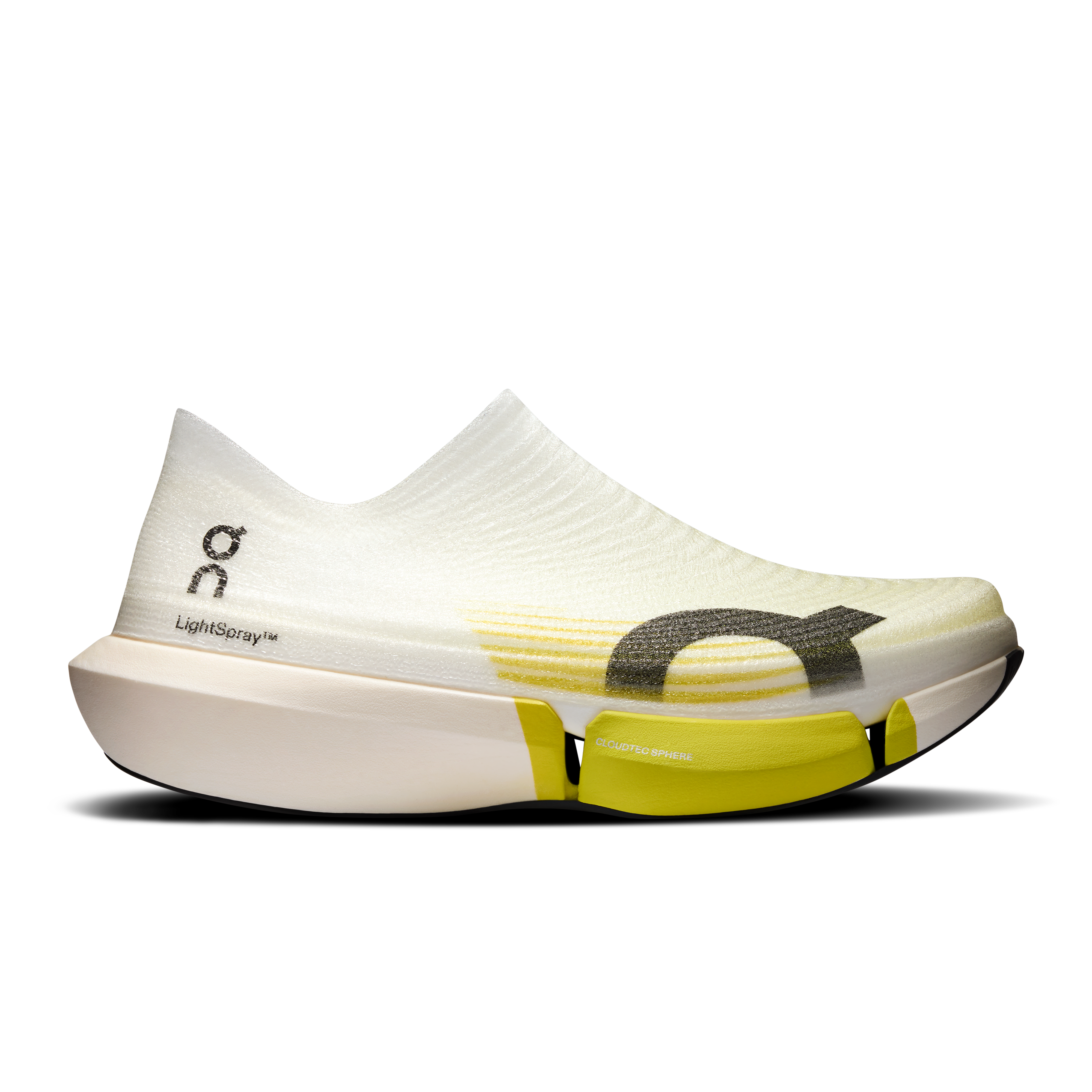 LightSpray Cloudboom Strike 2 Road Running Shoe in White/Lime