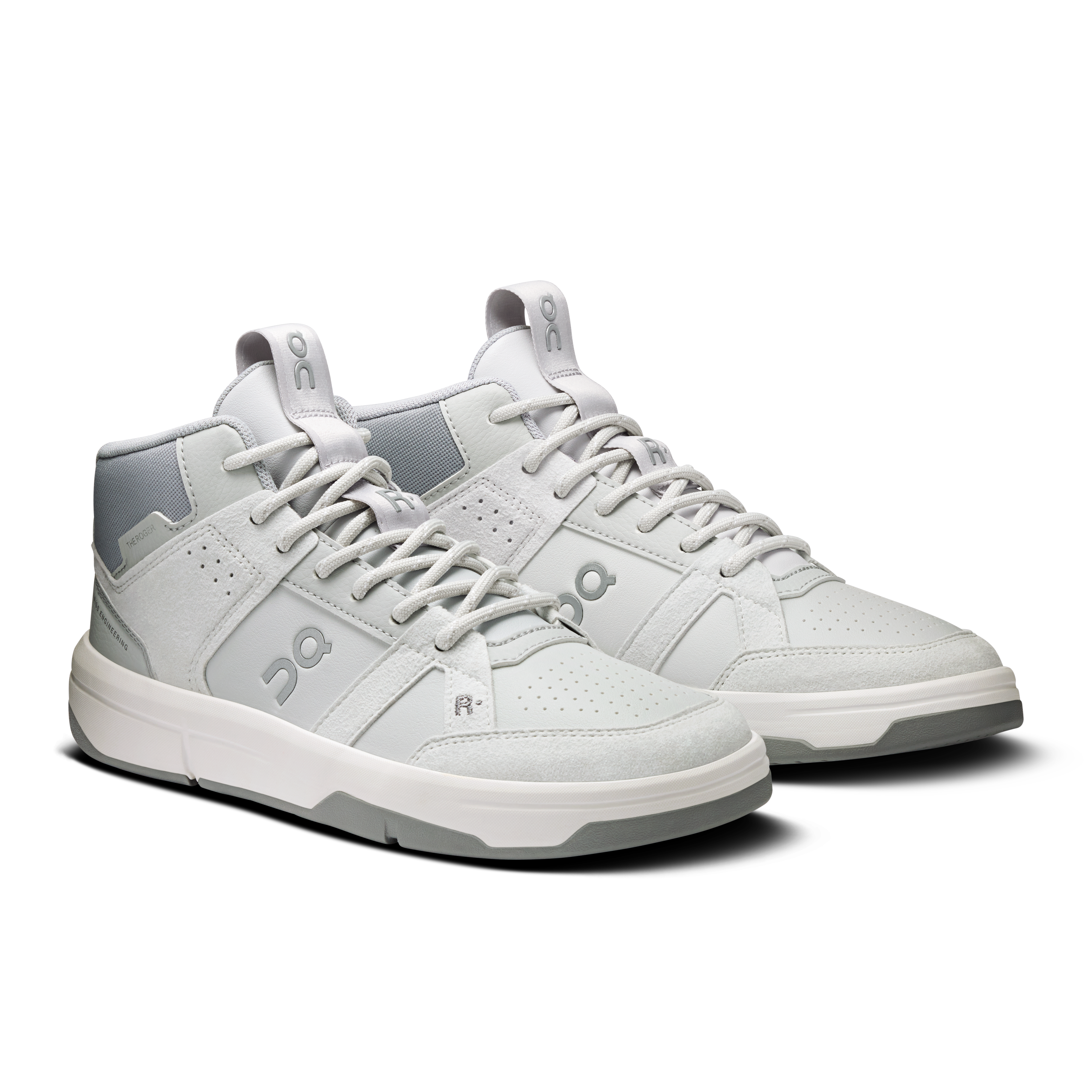 On THE ROGER Clubhouse Mid Glacier & Alloy Women Tennis Shoes