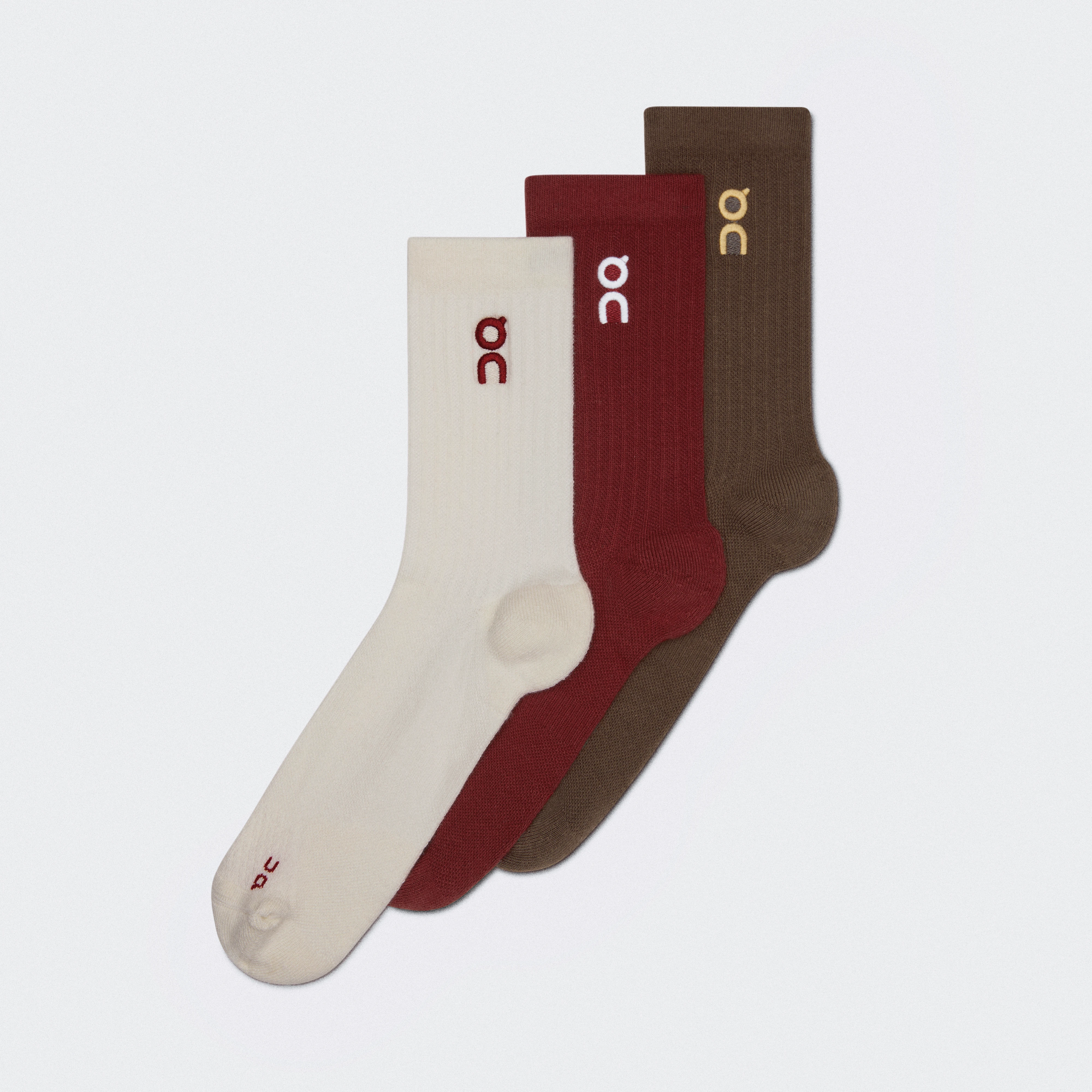 On Embroidered Logo Sock 3P Year of the Horse Grizzly & Ivory Unisex – All-day wear Socks