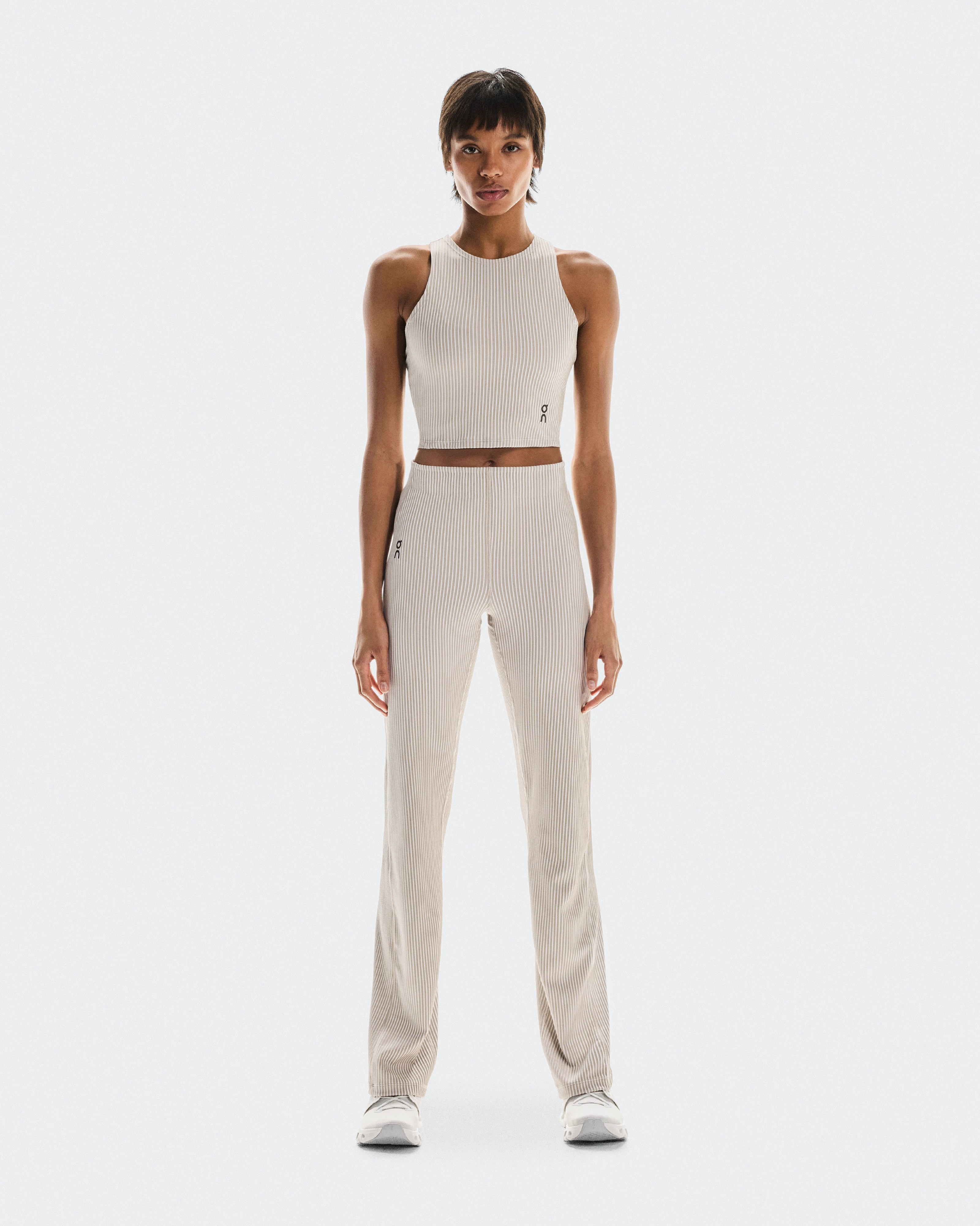 On All-Day Ribbed Pants Desert & White Women Pants