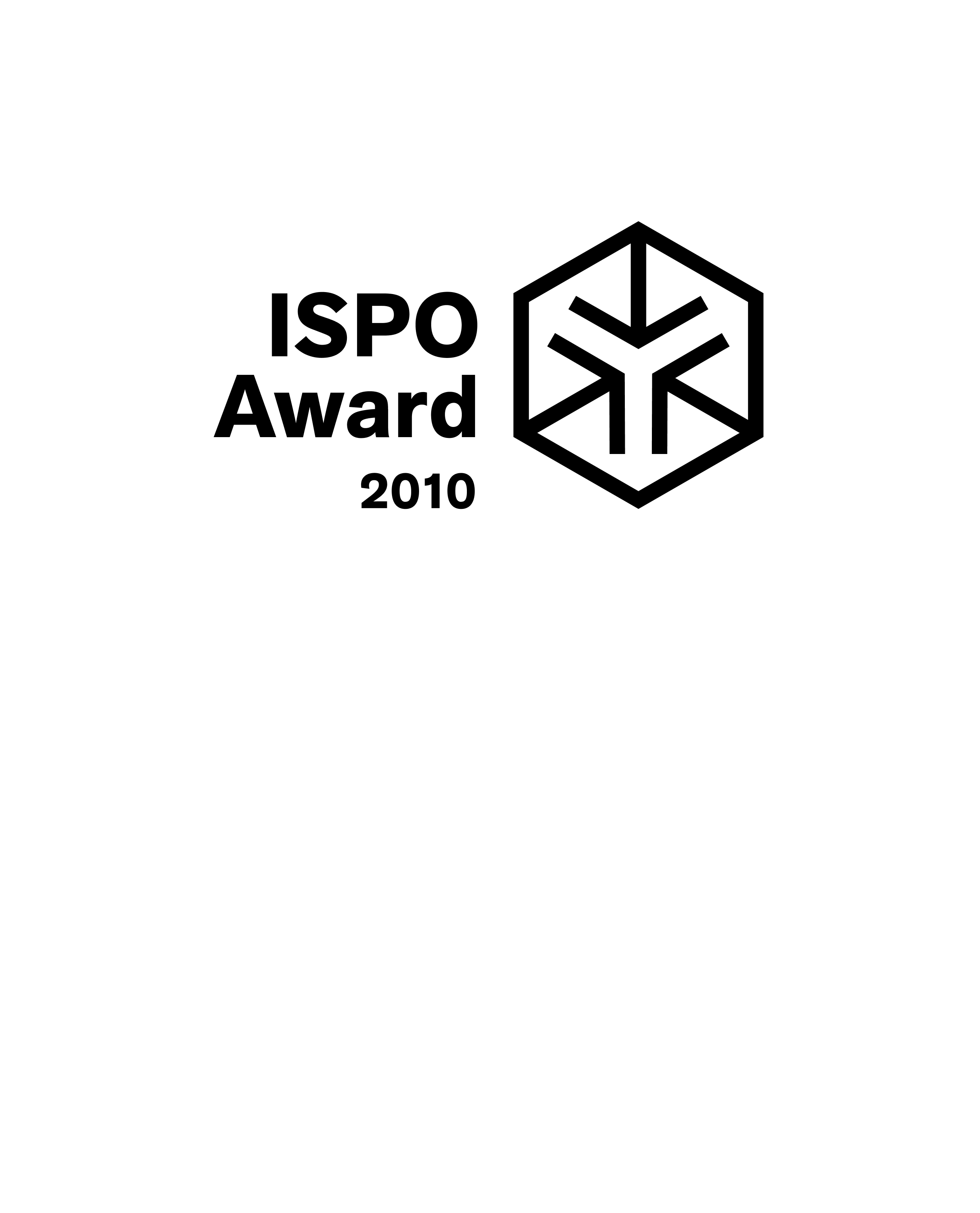ISPO Awards 2010 logo in black and white.