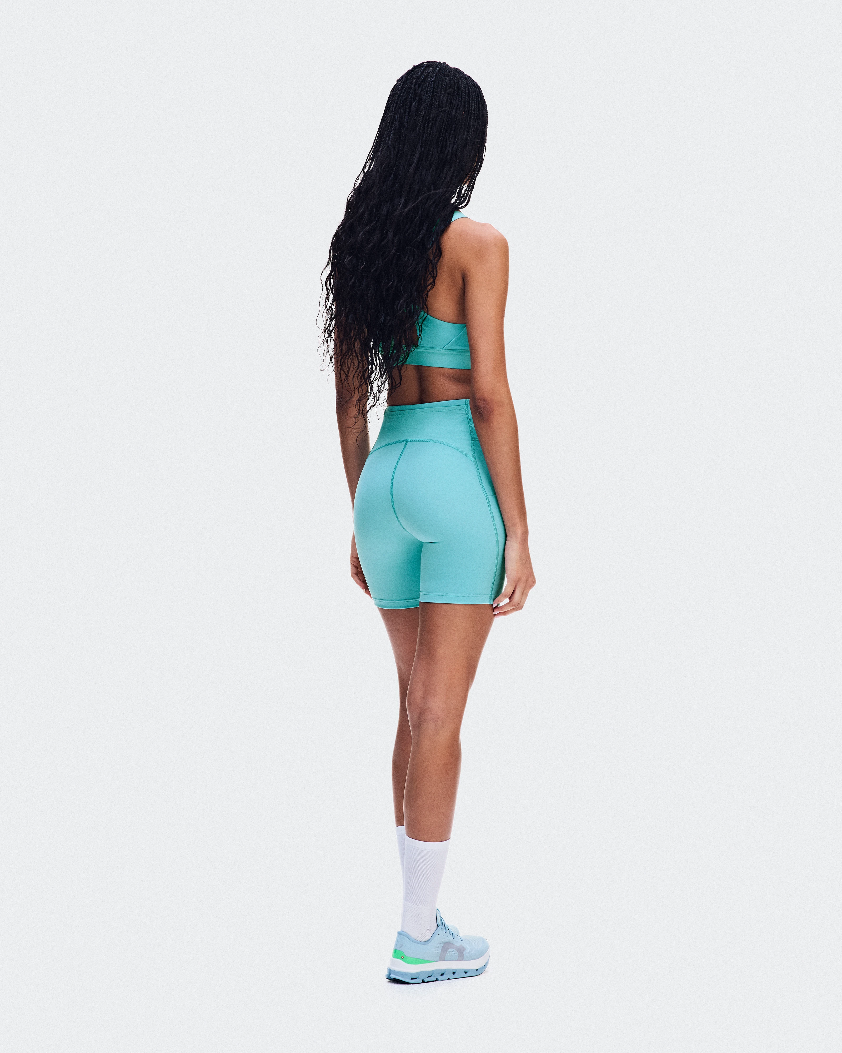 On Performance Tights Short Aquamarine Women Tights