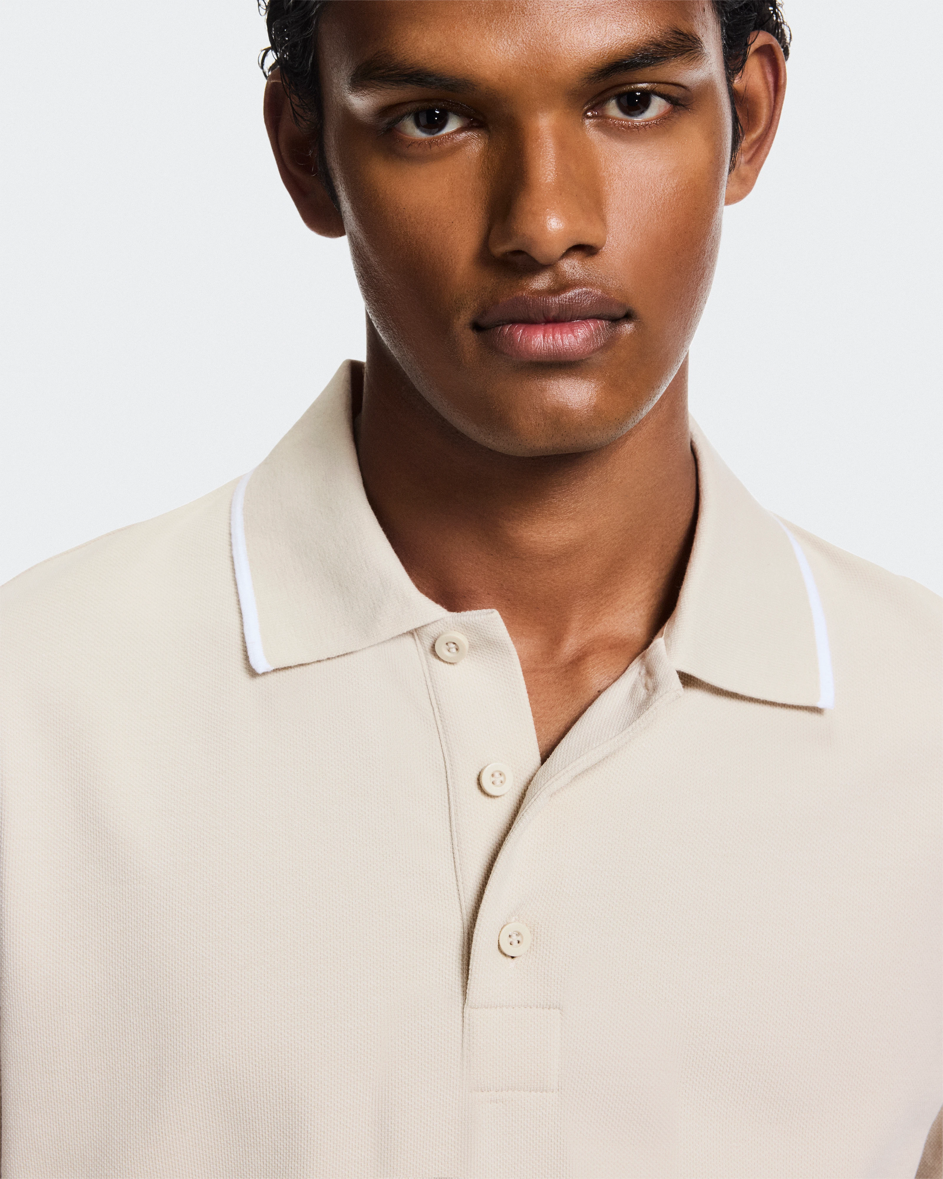 On Courtside Polo Sand & White Men Tops and t-shirts