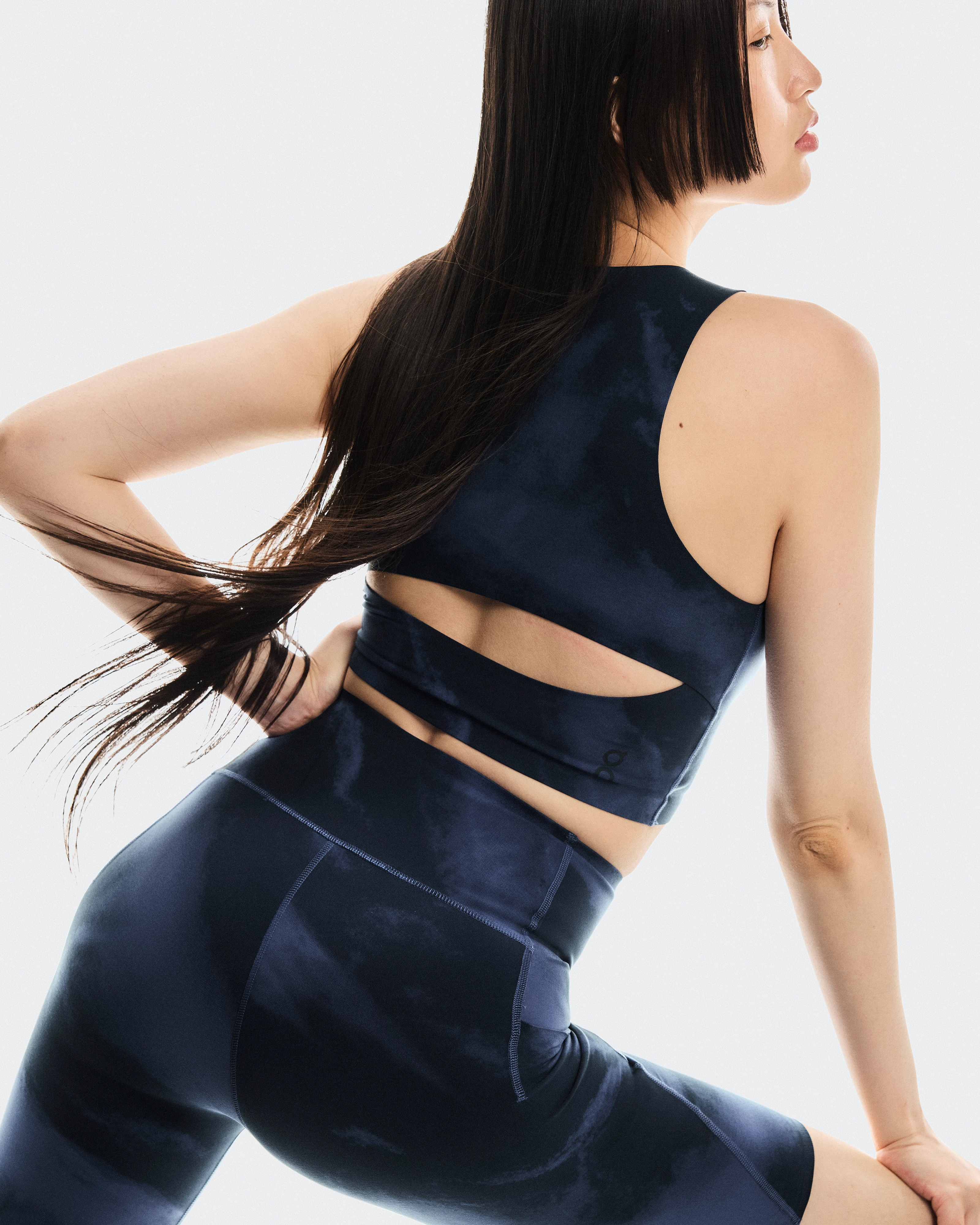 On Studio Open Back Crop Acai & Navy Women Tops and t-shirts