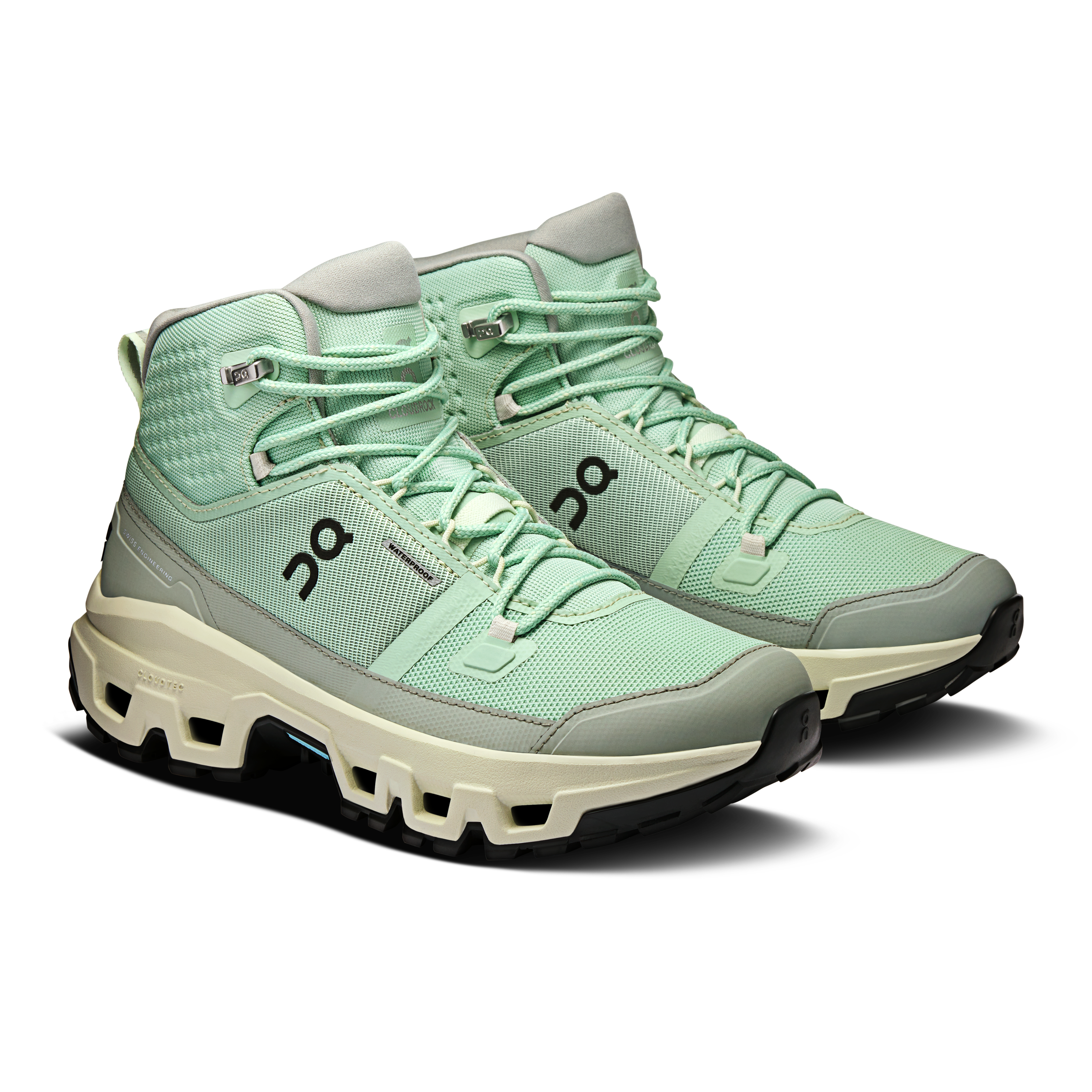 On Cloudrock Mid Waterproof Mineral & Aloe Women Hiking Shoes