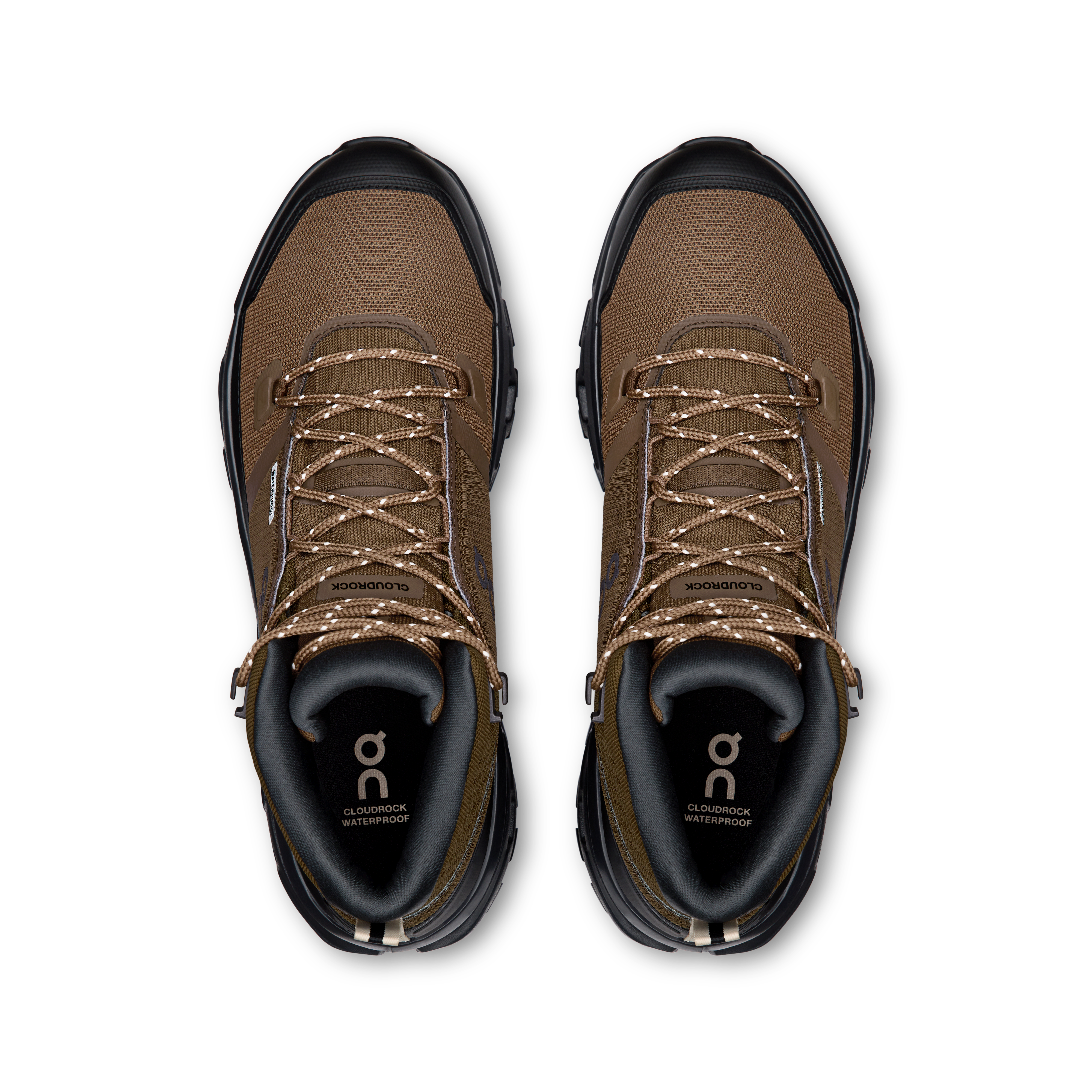 On Cloudrock Mid Waterproof Earth & Black Men Hiking Shoes