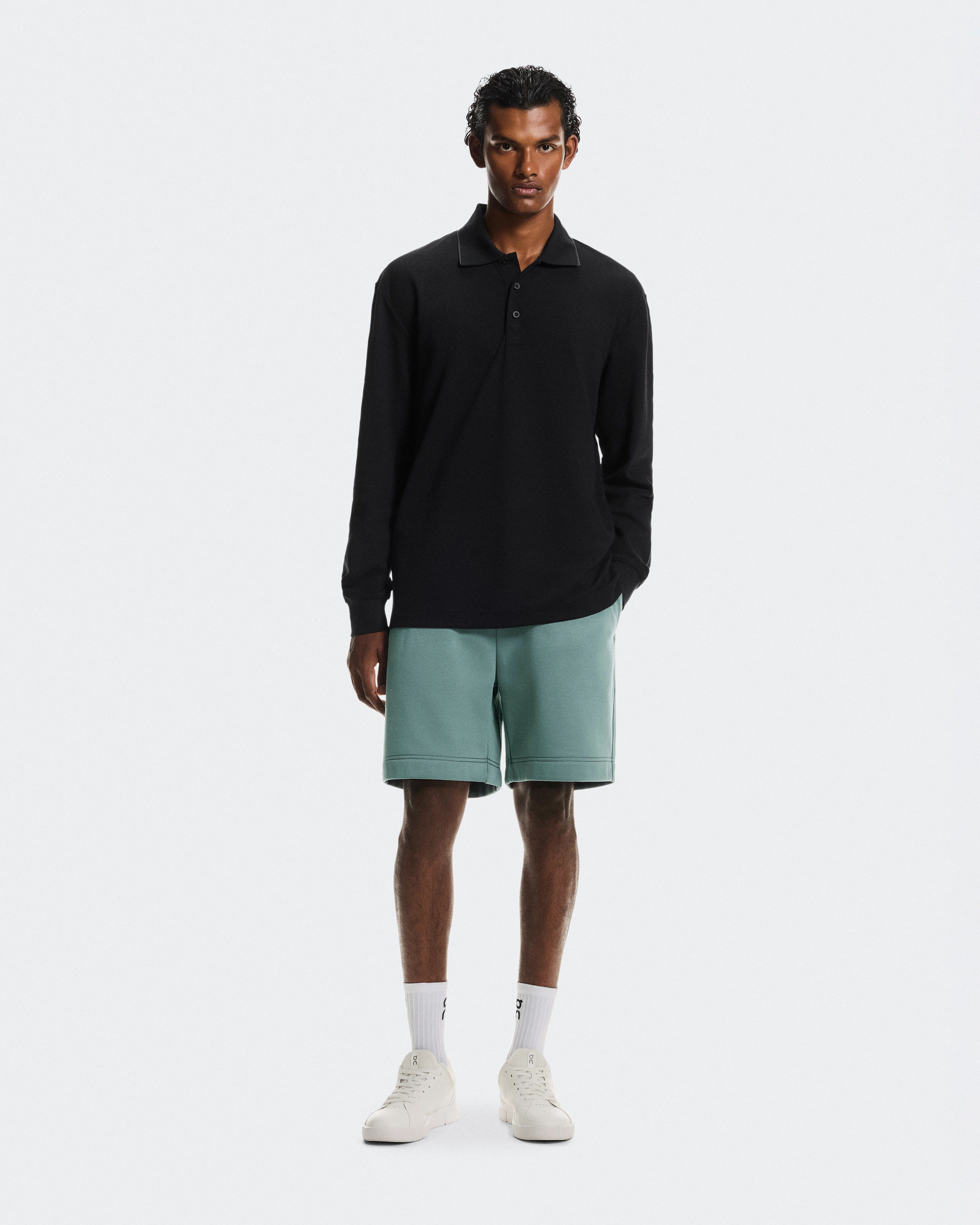 On Courtside Long-T Polo Black & Eclipse Men Tops and t-shirts