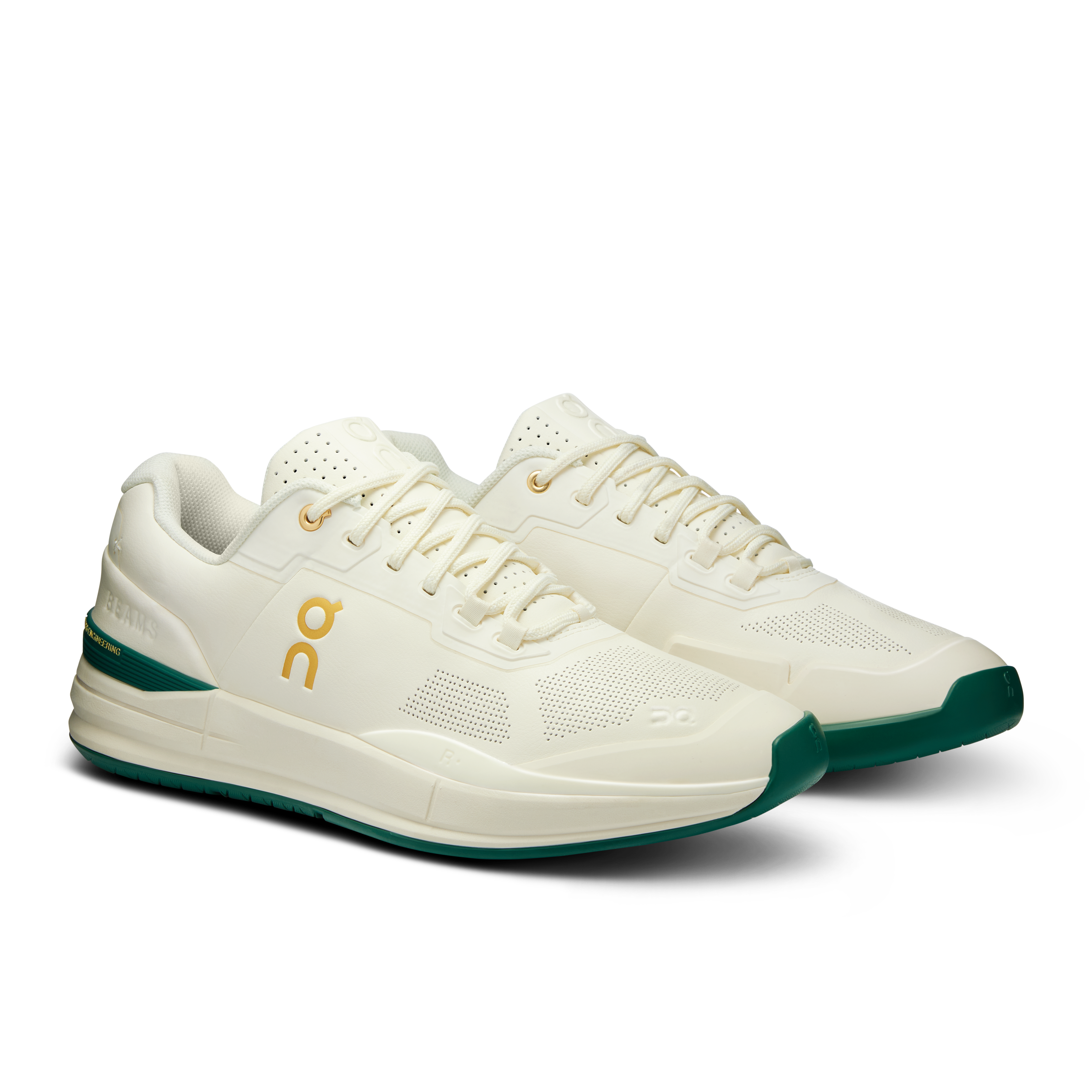 On THE ROGER Pro Beams Ivory & Evergreen Men Tennis Shoes