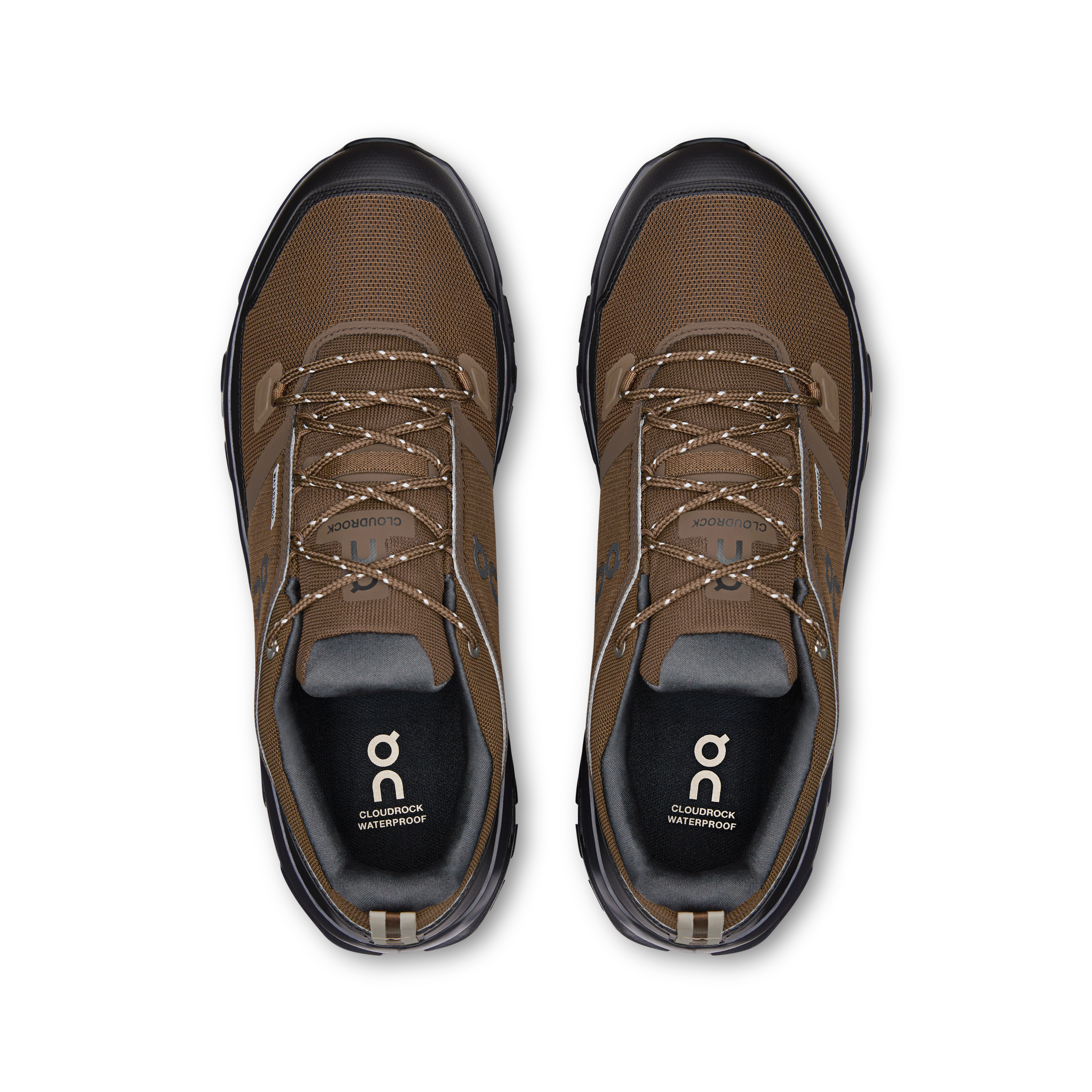 On Cloudrock Low Waterproof Earth & Black Men Hiking Shoes