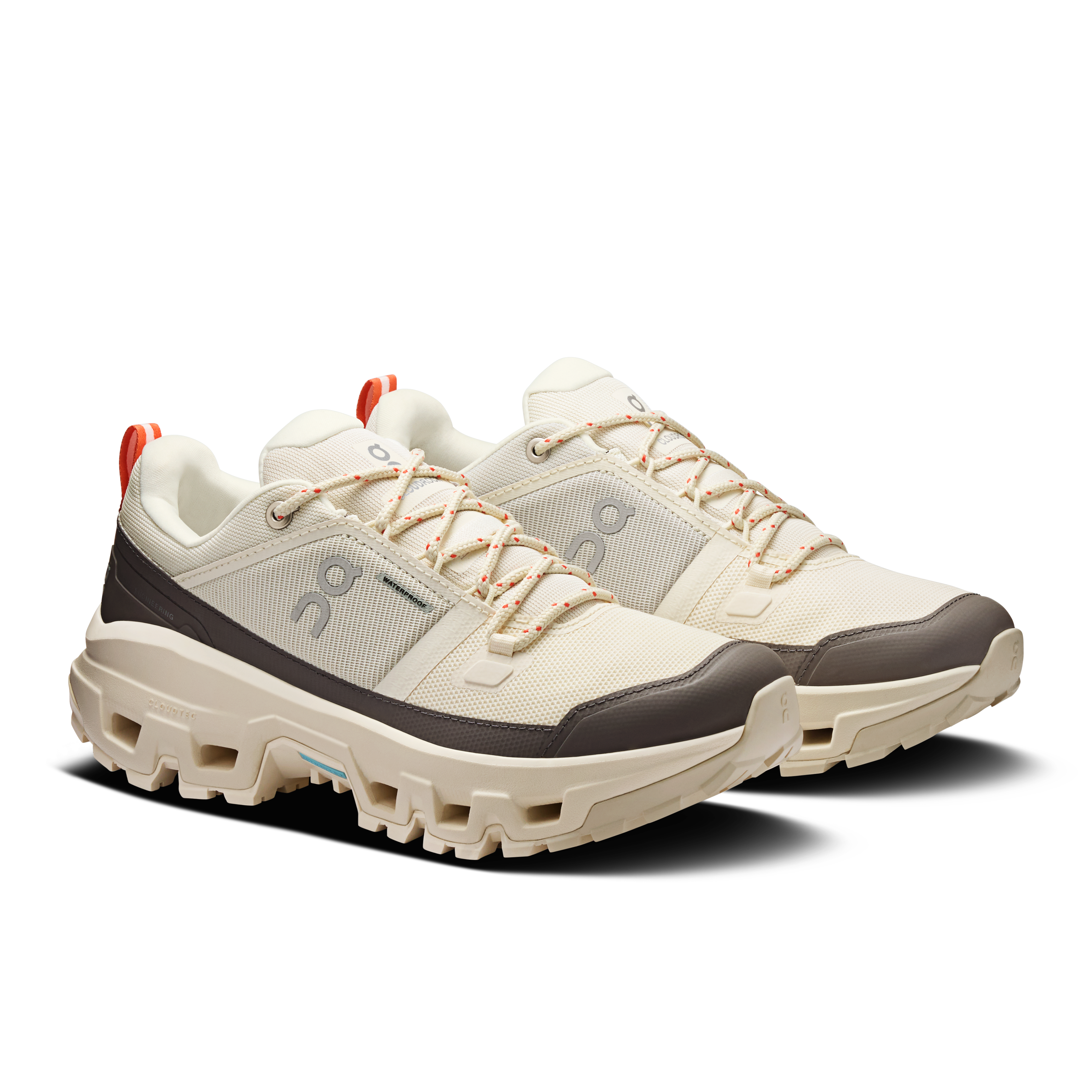 On Cloudrock Low Waterproof Ivory & Ivory Women Hiking Shoes