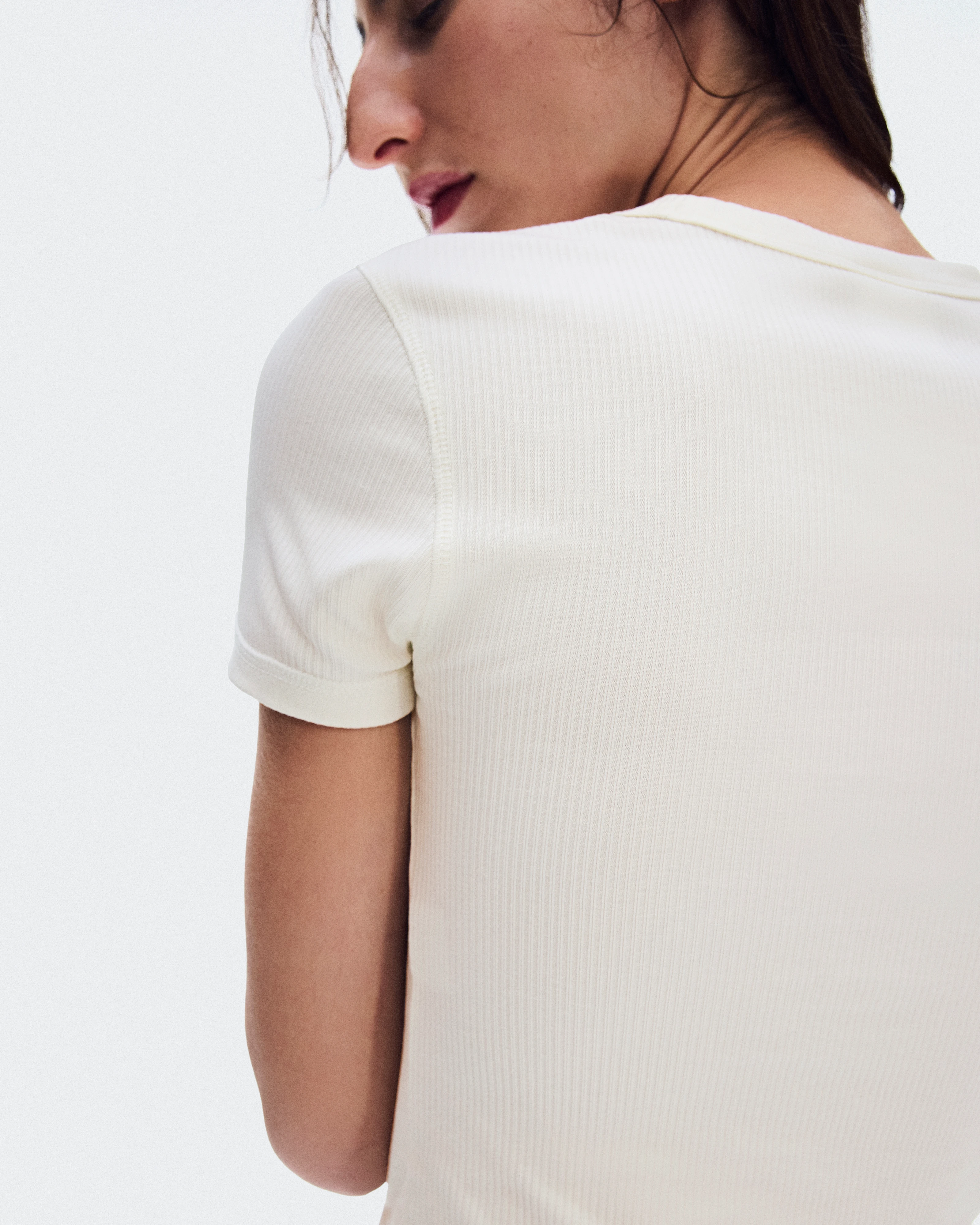 On All-Day Ribbed T-Shirt Ivory Women Tops and t-shirts
