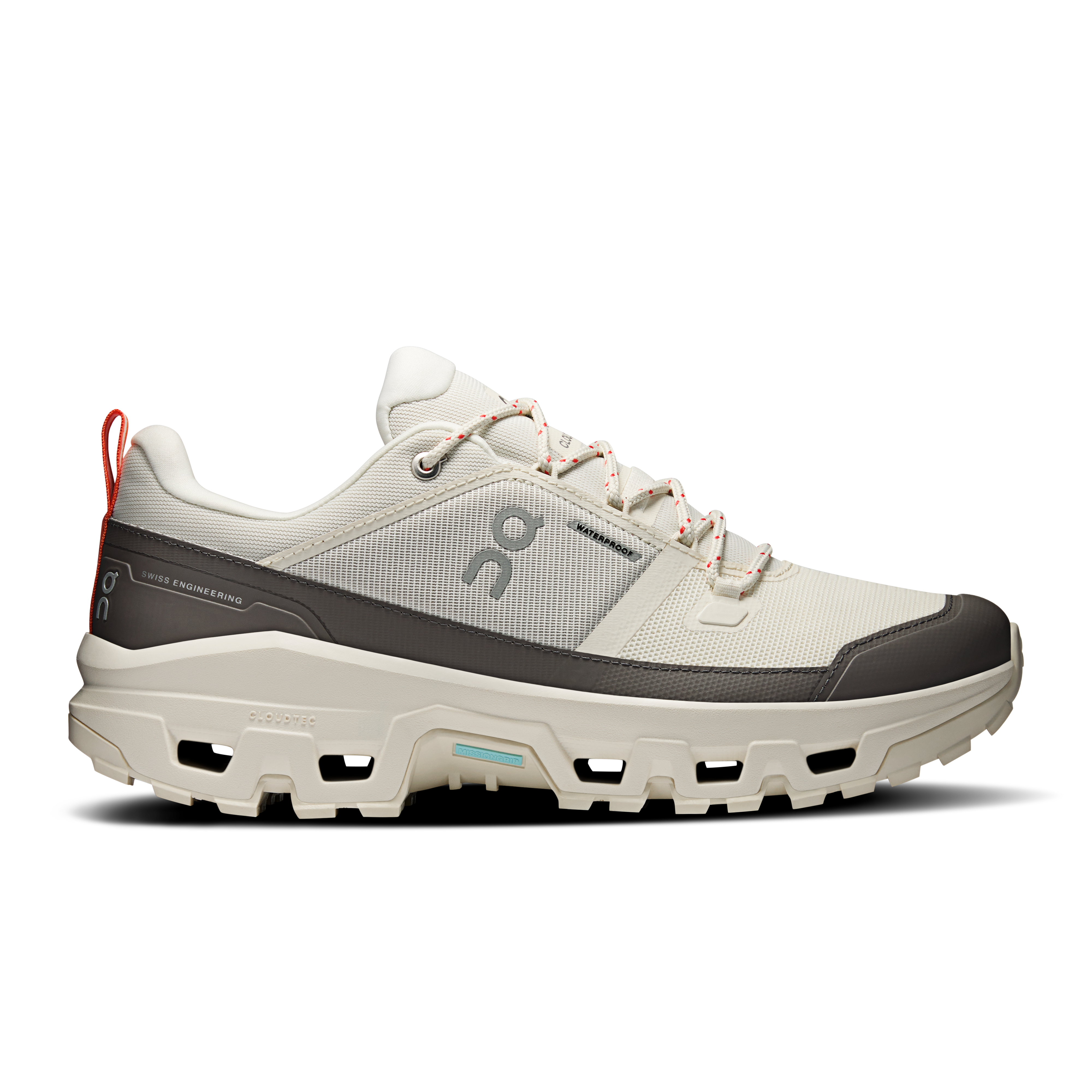 On Cloudrock Low Waterproof Ivory & Ivory Men – Hiking, Missiongrip™, mixed terrain Shoes