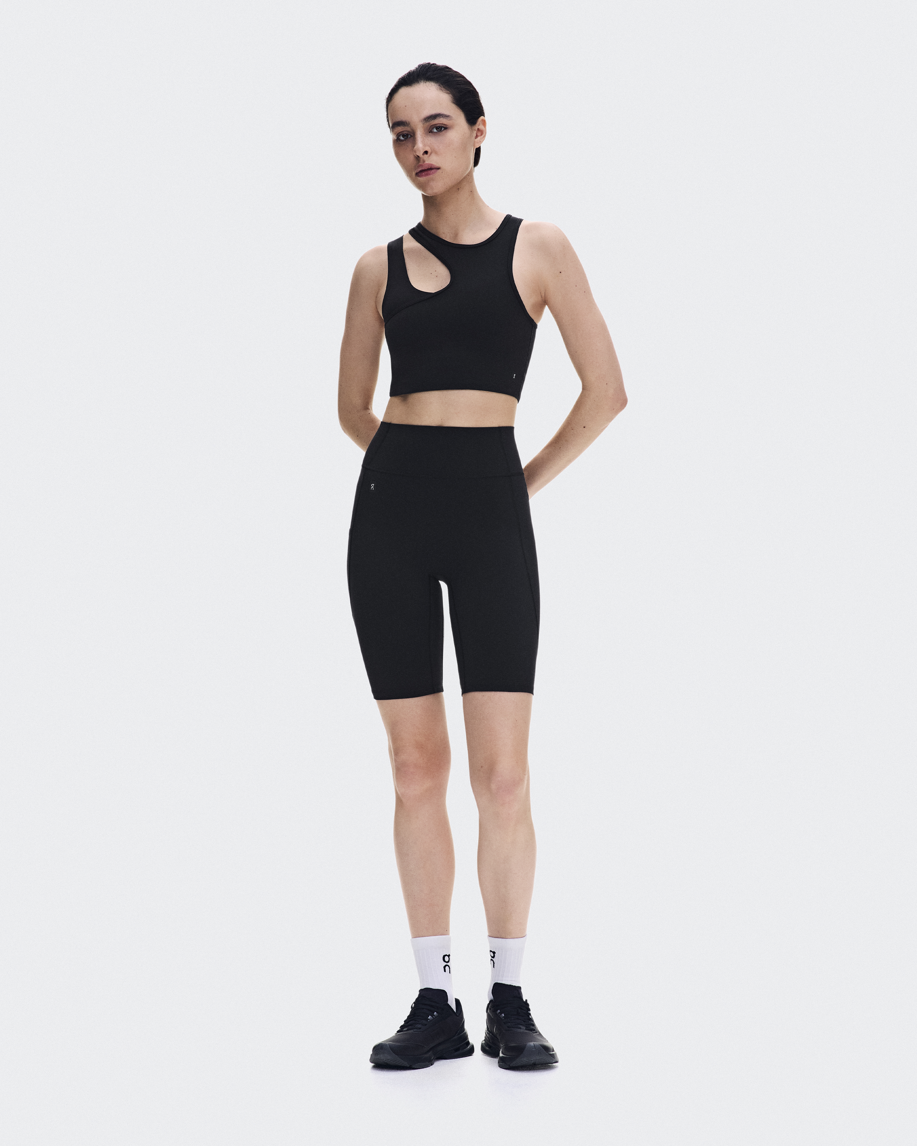 Studio Asymmetric Crop Shirt in Black