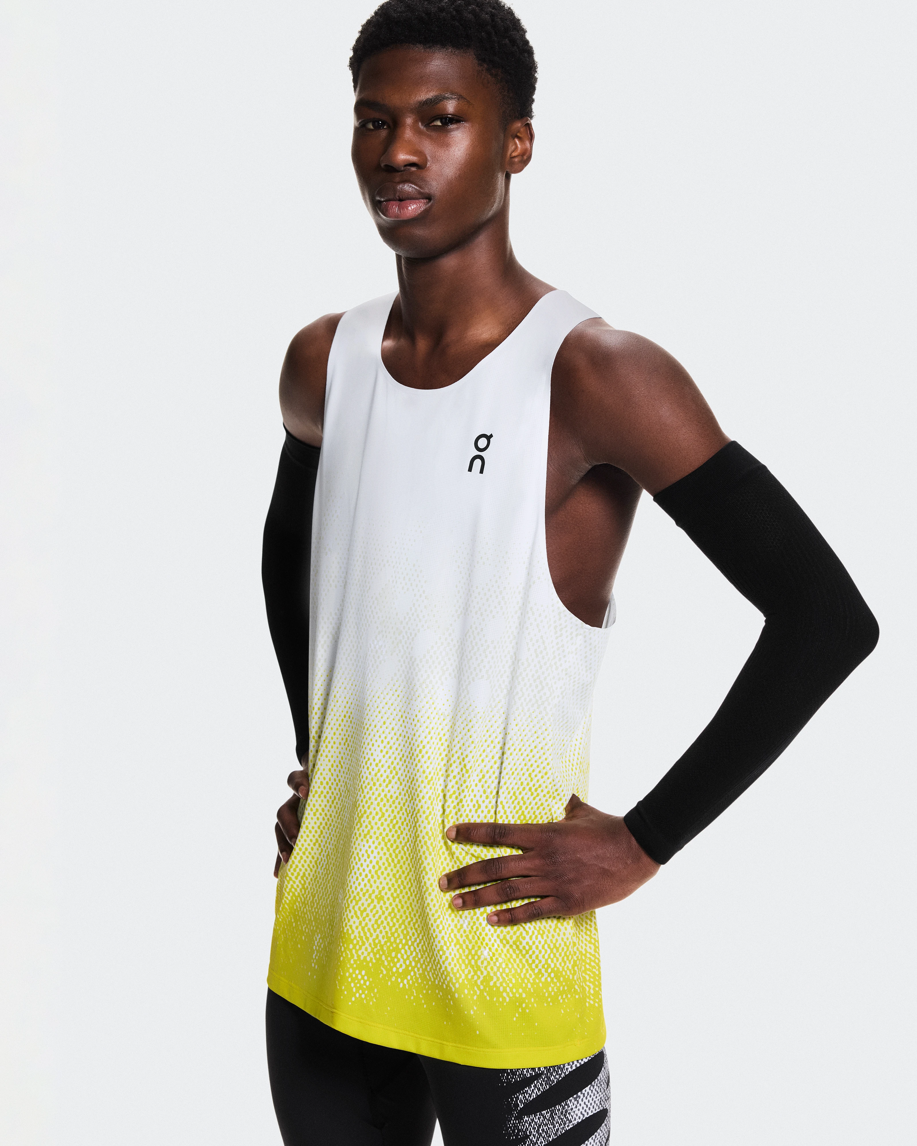 On Zero Singlet White & Lime Men Tops and t-shirts