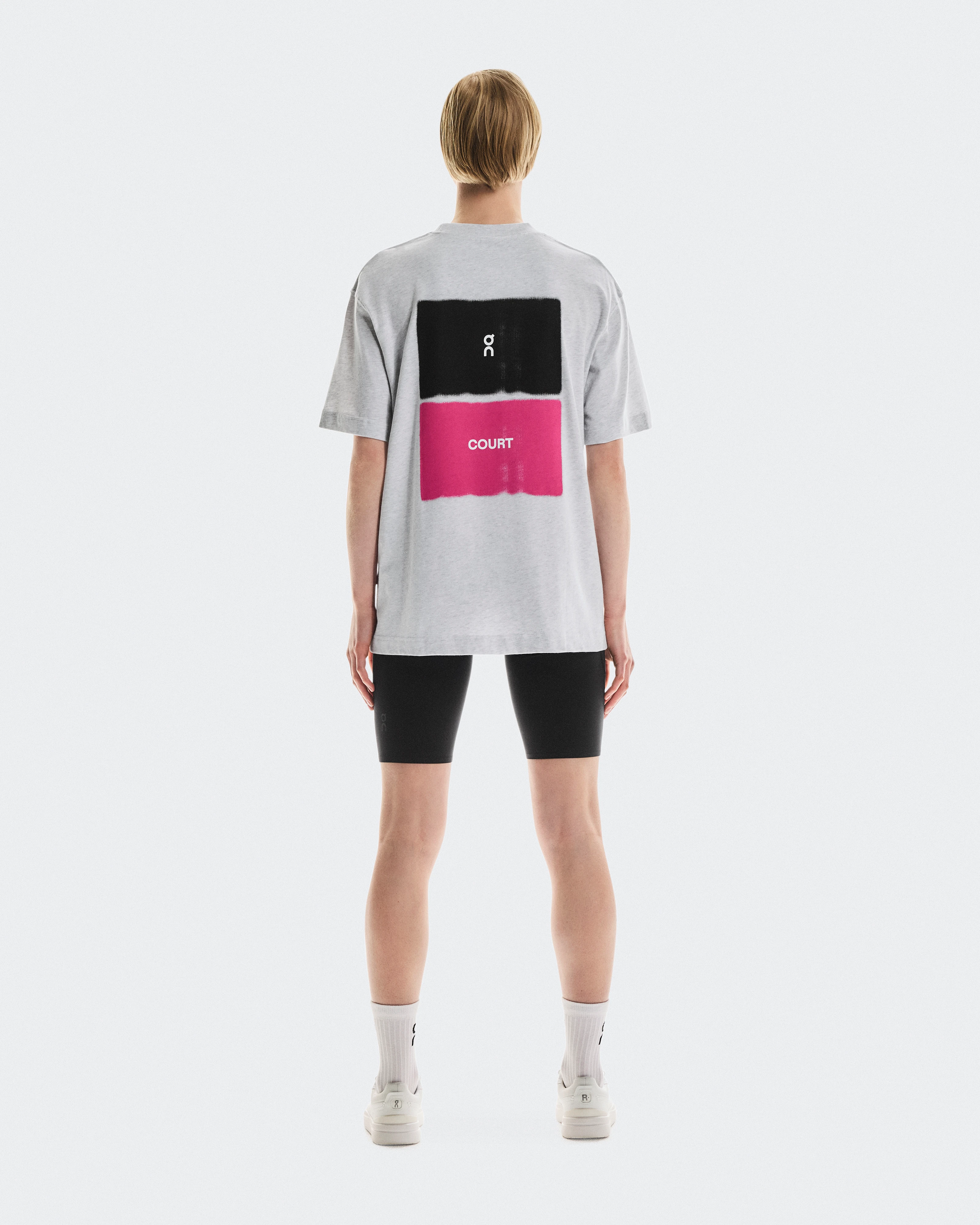 On Club-T Court Heather Gray & Pink Women Tops and t-shirts
