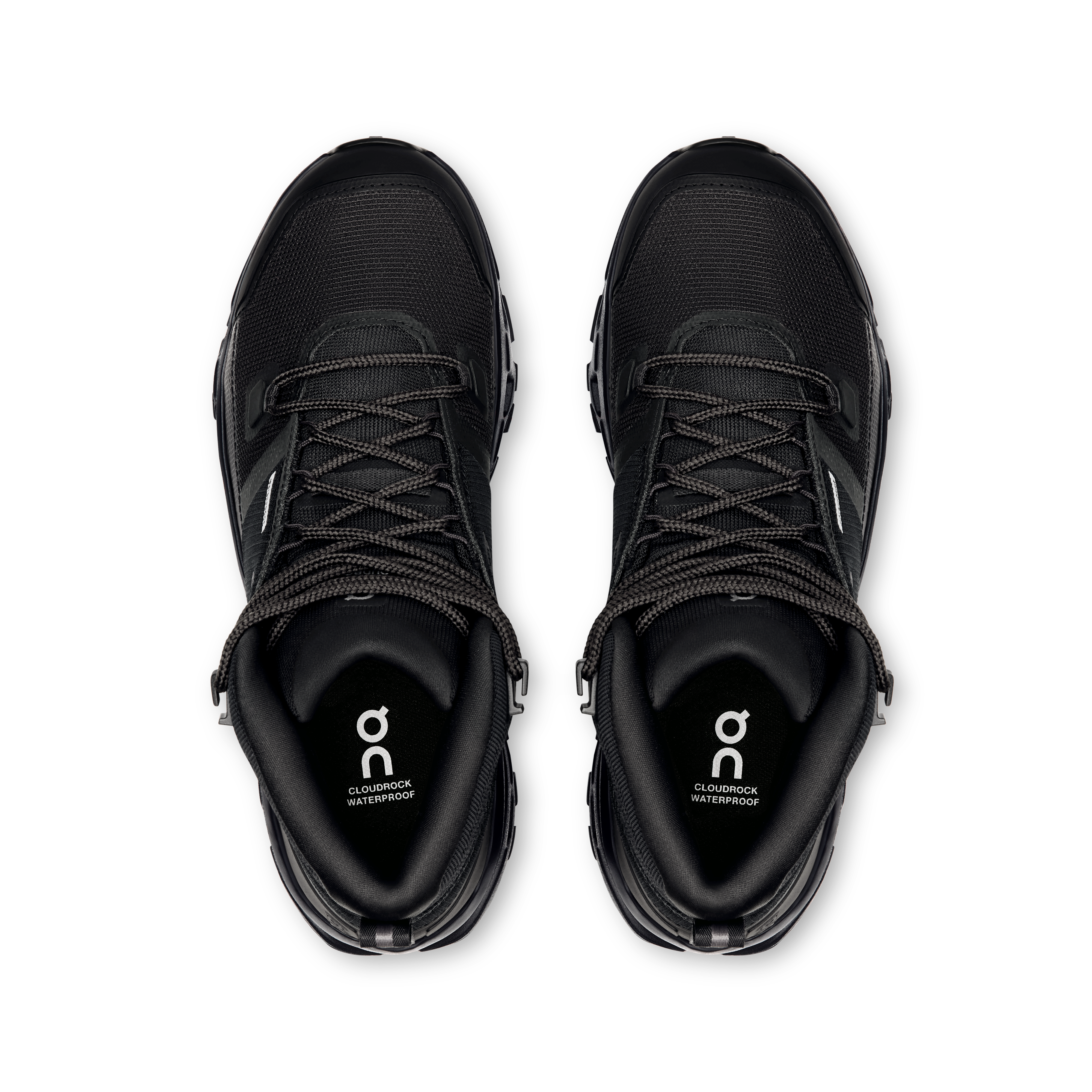 On Cloudrock Mid Waterproof Black & Black Women Hiking Shoes