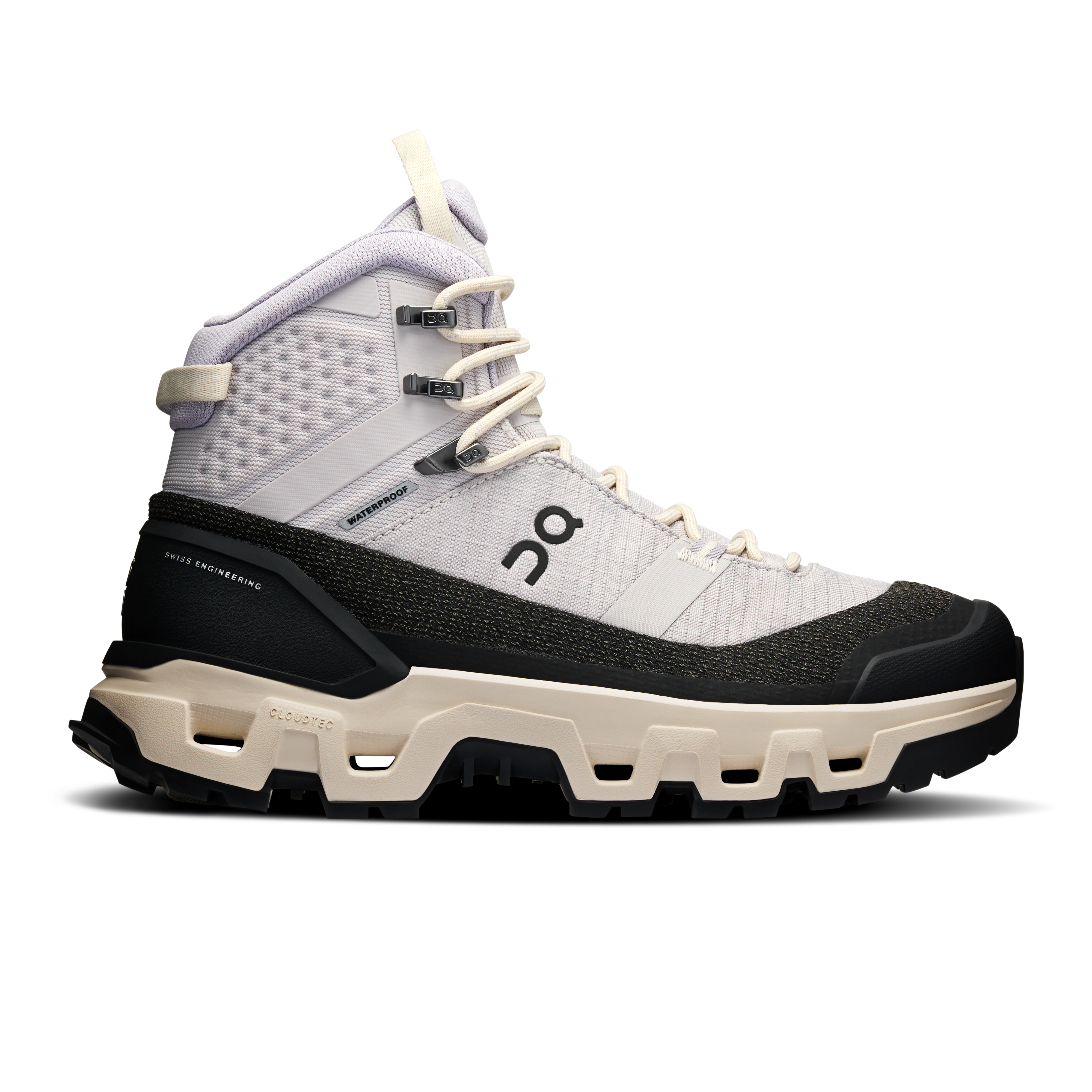 On Cloudrock Trek Waterproof Silver & Cream Women – Multi-day hikes, Missiongrip™, waterproof Shoes