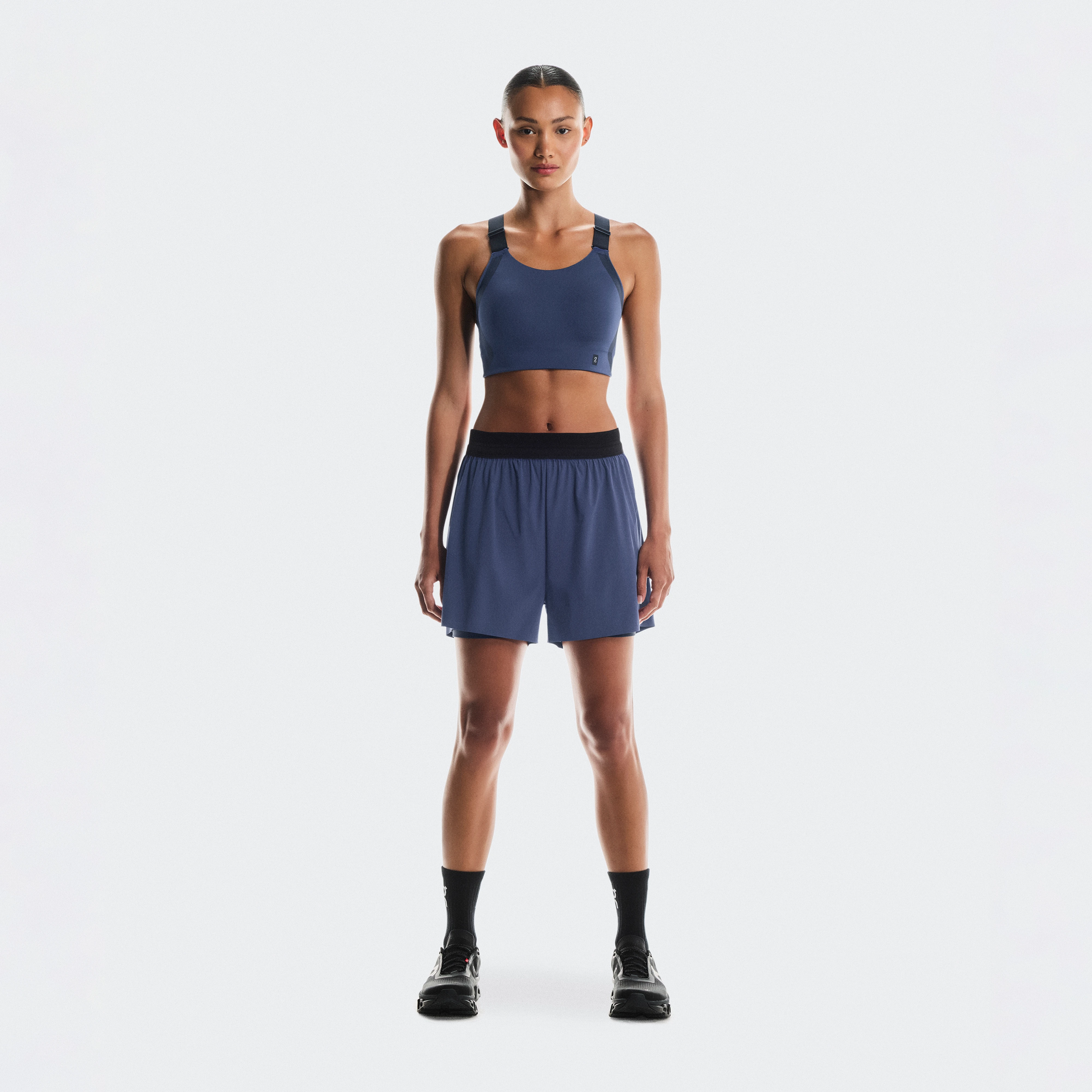 On 3" Performance 2/1 Shorts Acai & Black Women – Performance running, lightweight, moisture-wicking Shorts