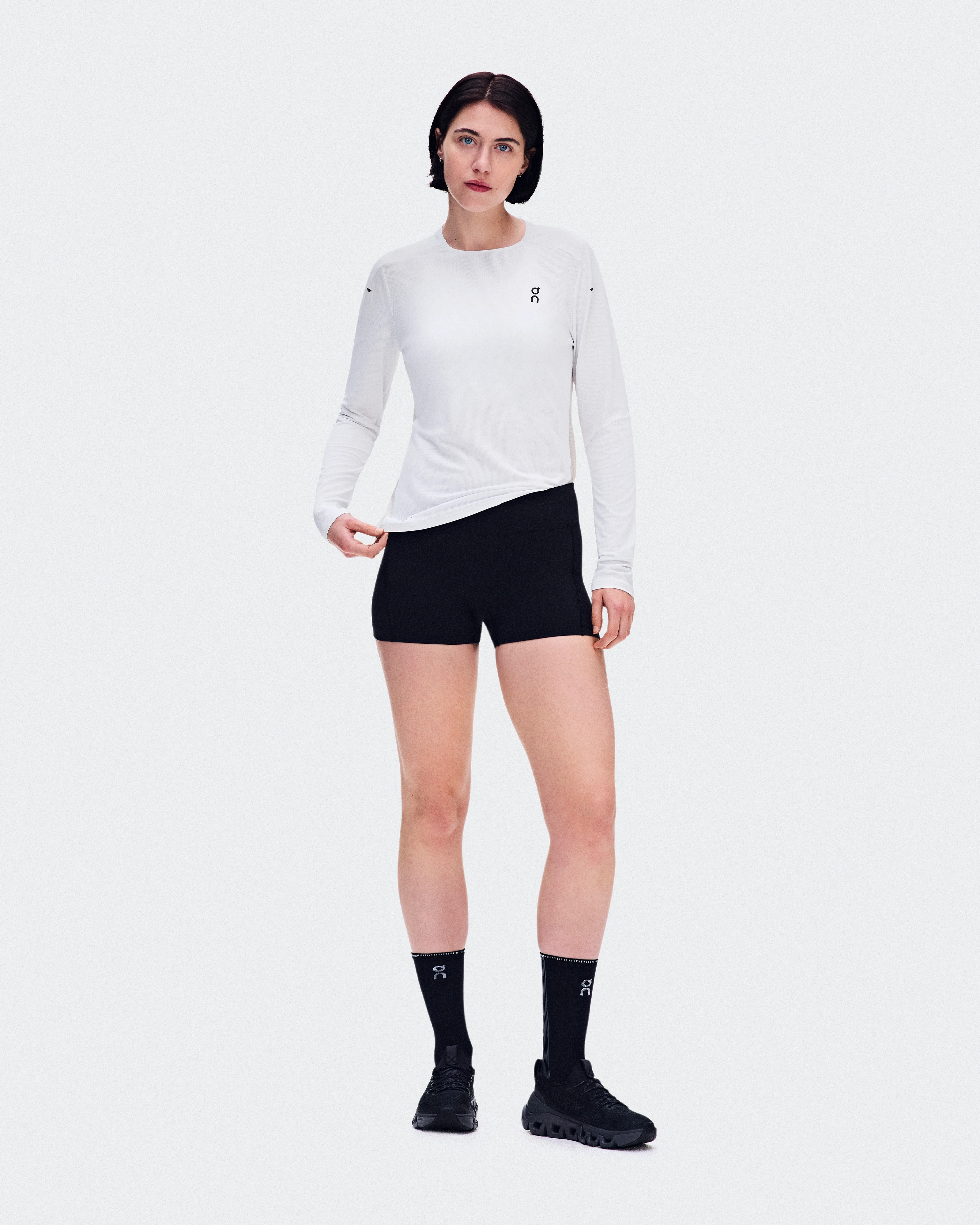 On Performance Long-T White & Silver Women Tops and t-shirts