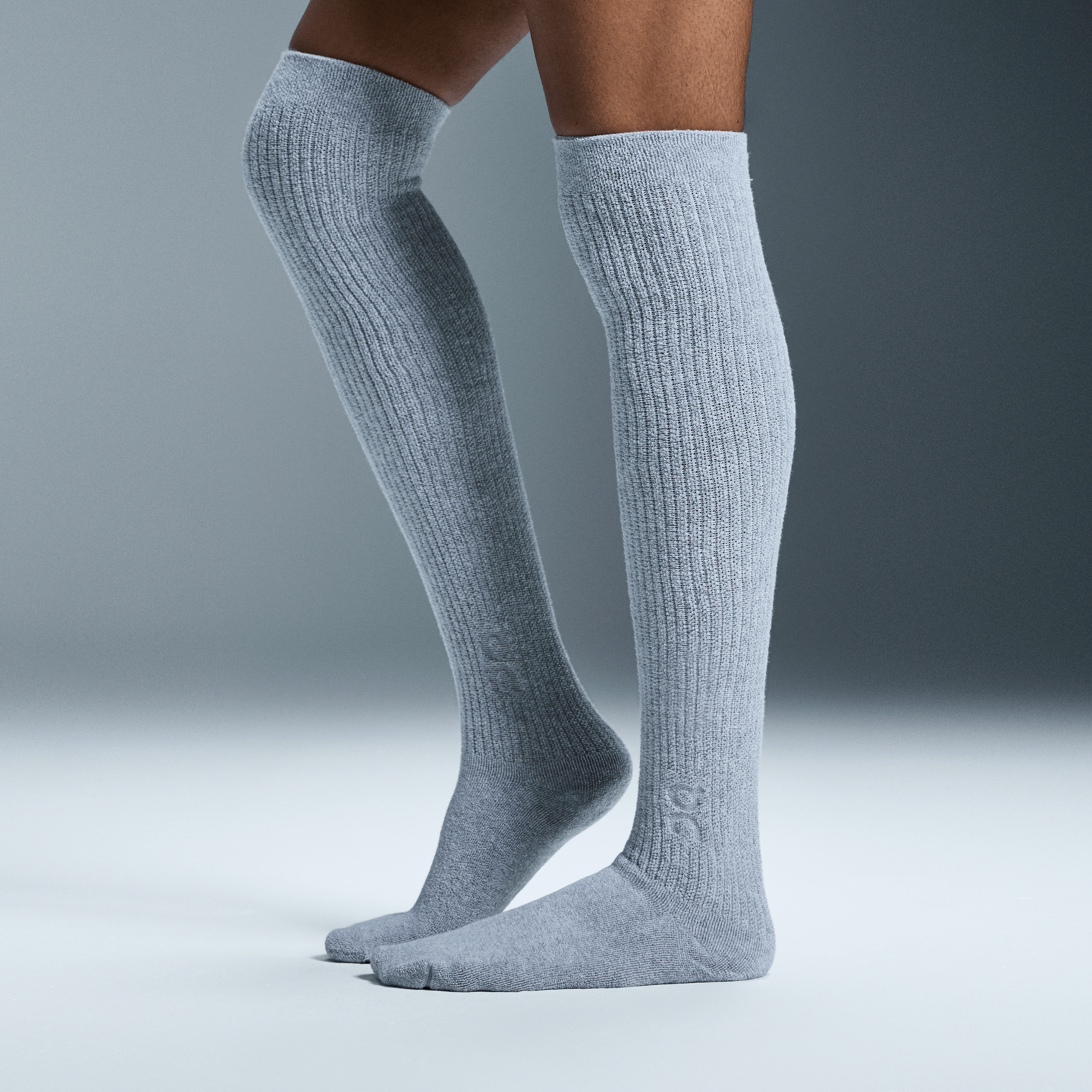 On Terry Sock Knee High Heather Gray Unisex – All-day comfort, lifestyle, arch support Socks