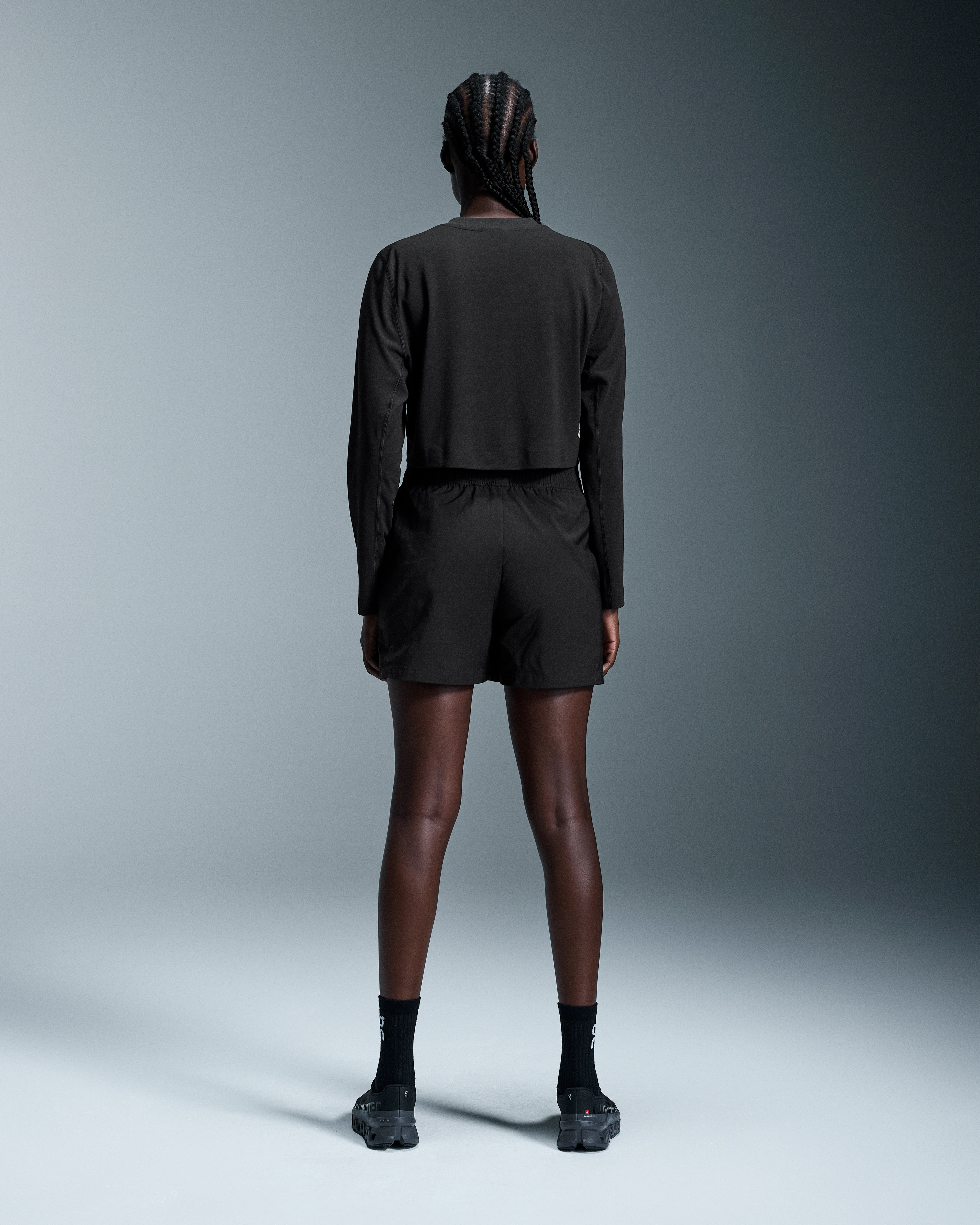 On Train Long-T Crop Black Women Tops and t-shirts