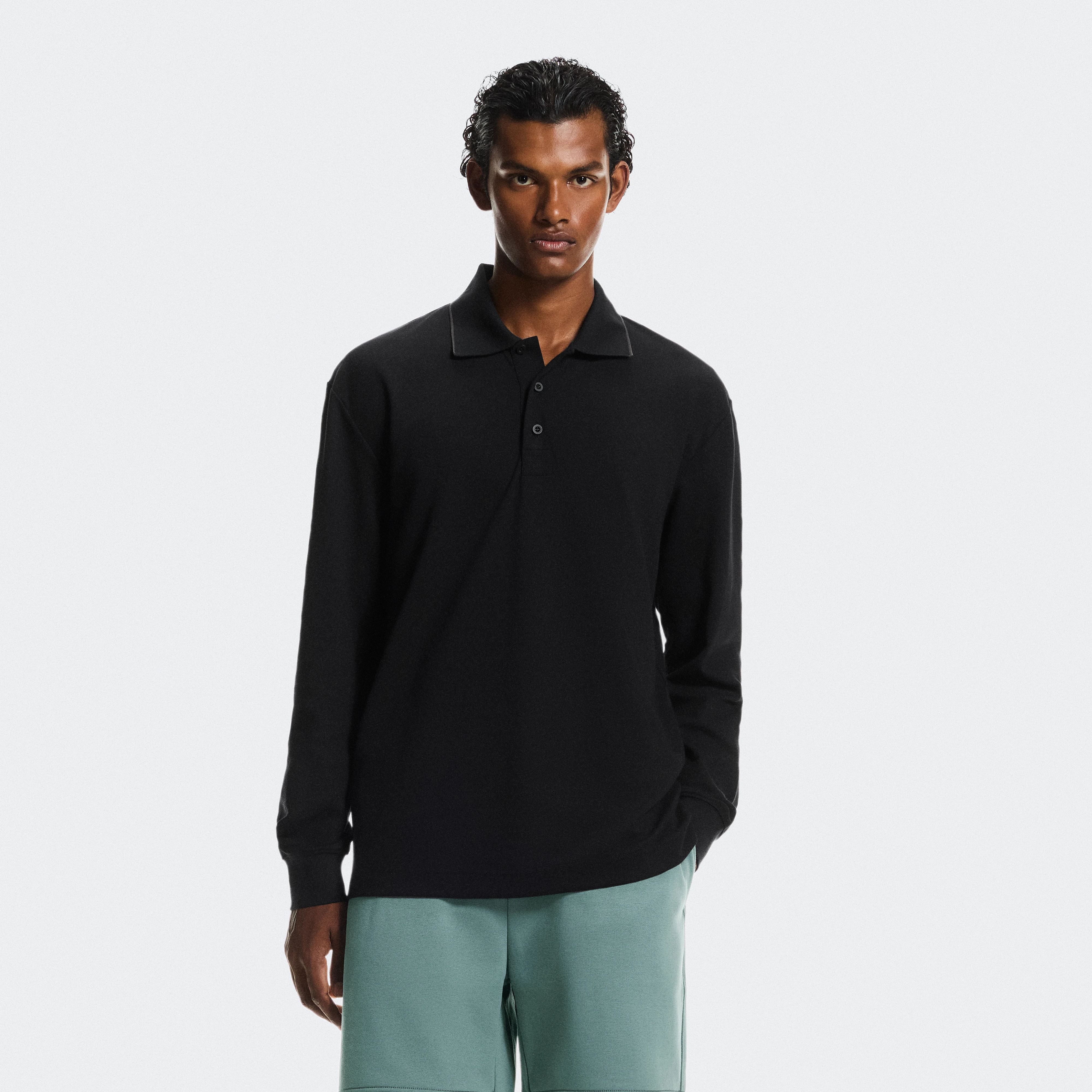 On Courtside Long-T Polo Black & Eclipse Men – Tennis lifestyle, courtside, all-day comfort Tops and t-shirts