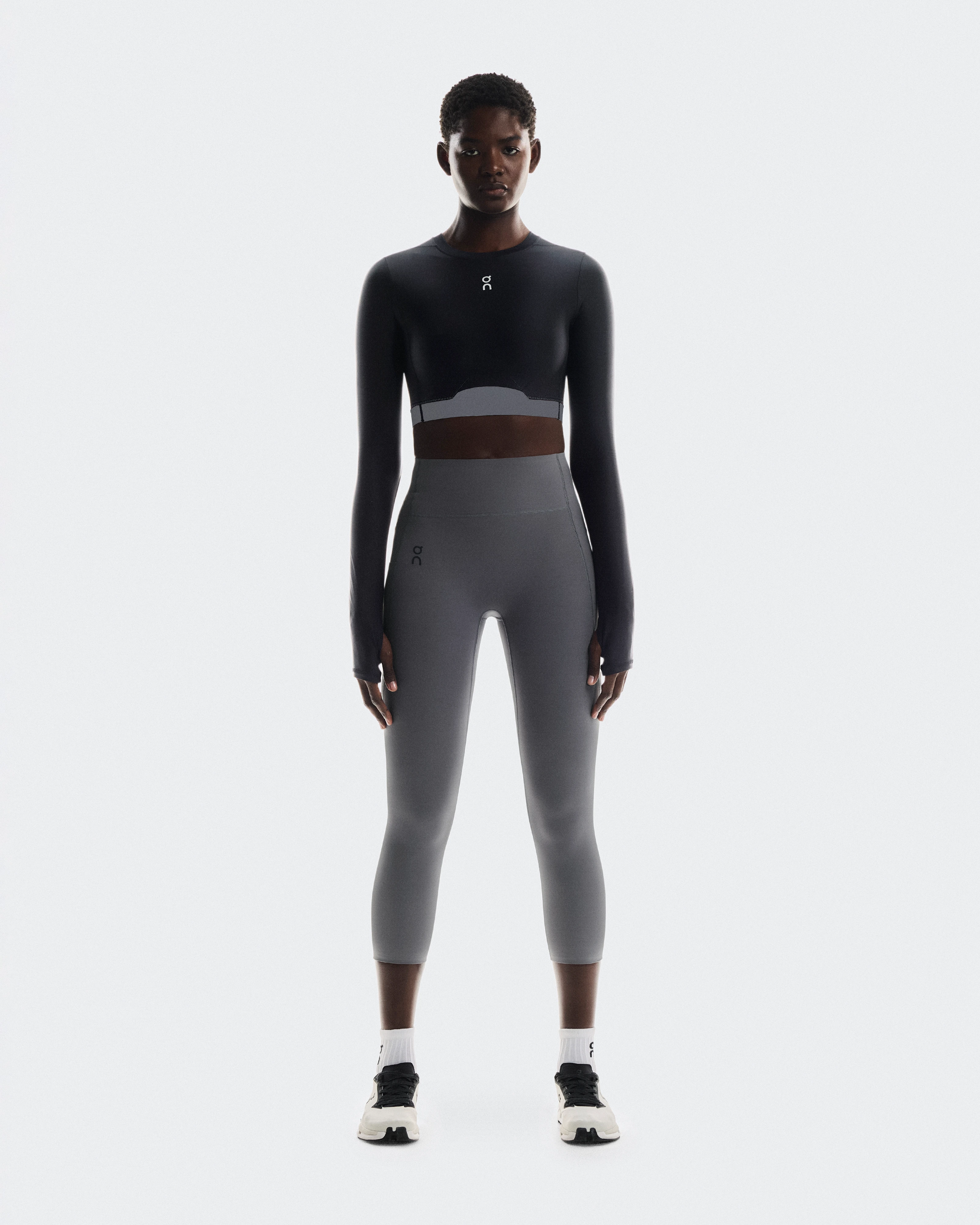 On Train Long Sleeve Crop Black Women Tops and t-shirts