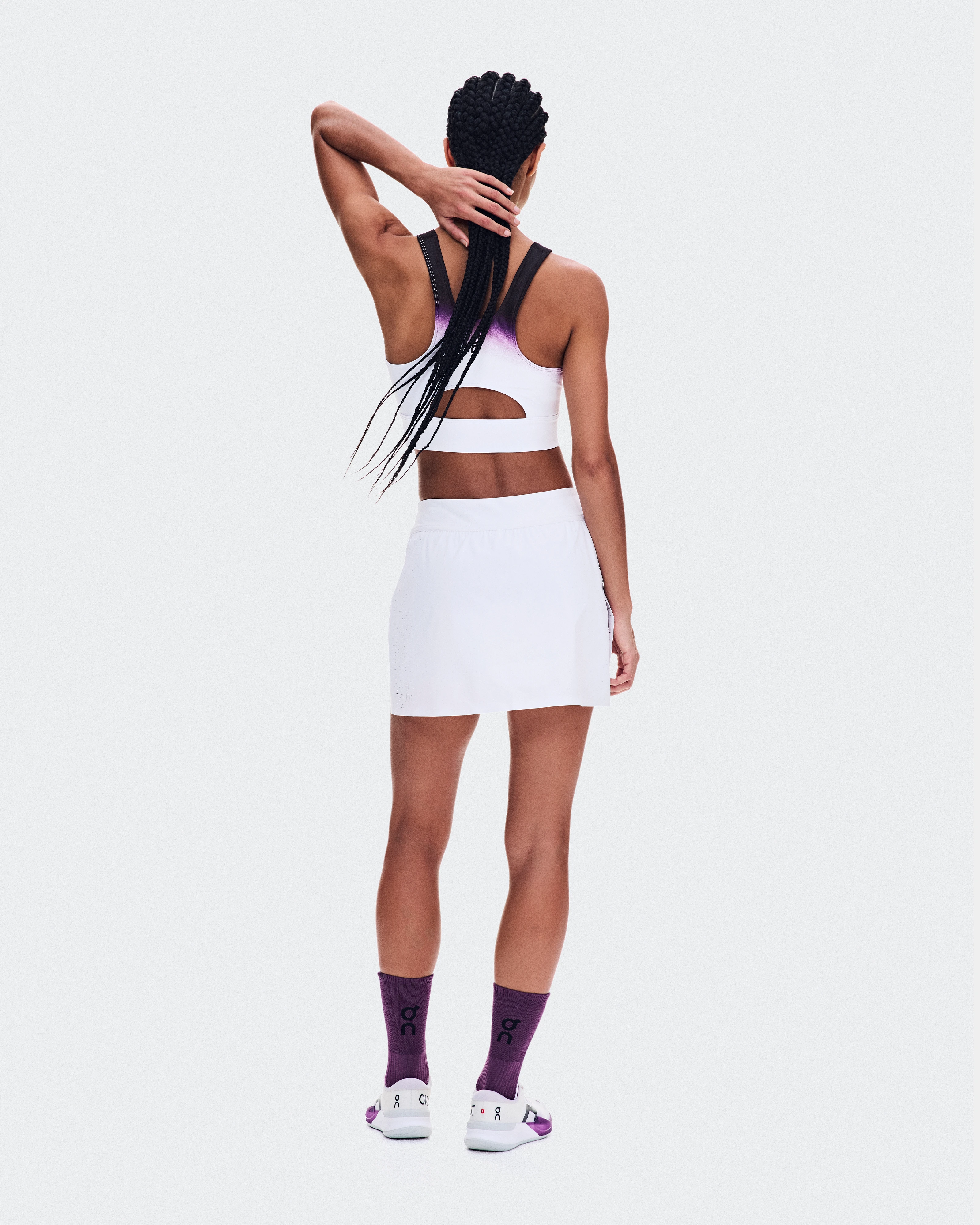 On Court Crop Top Swing White & Cassis Women Tops and t-shirts