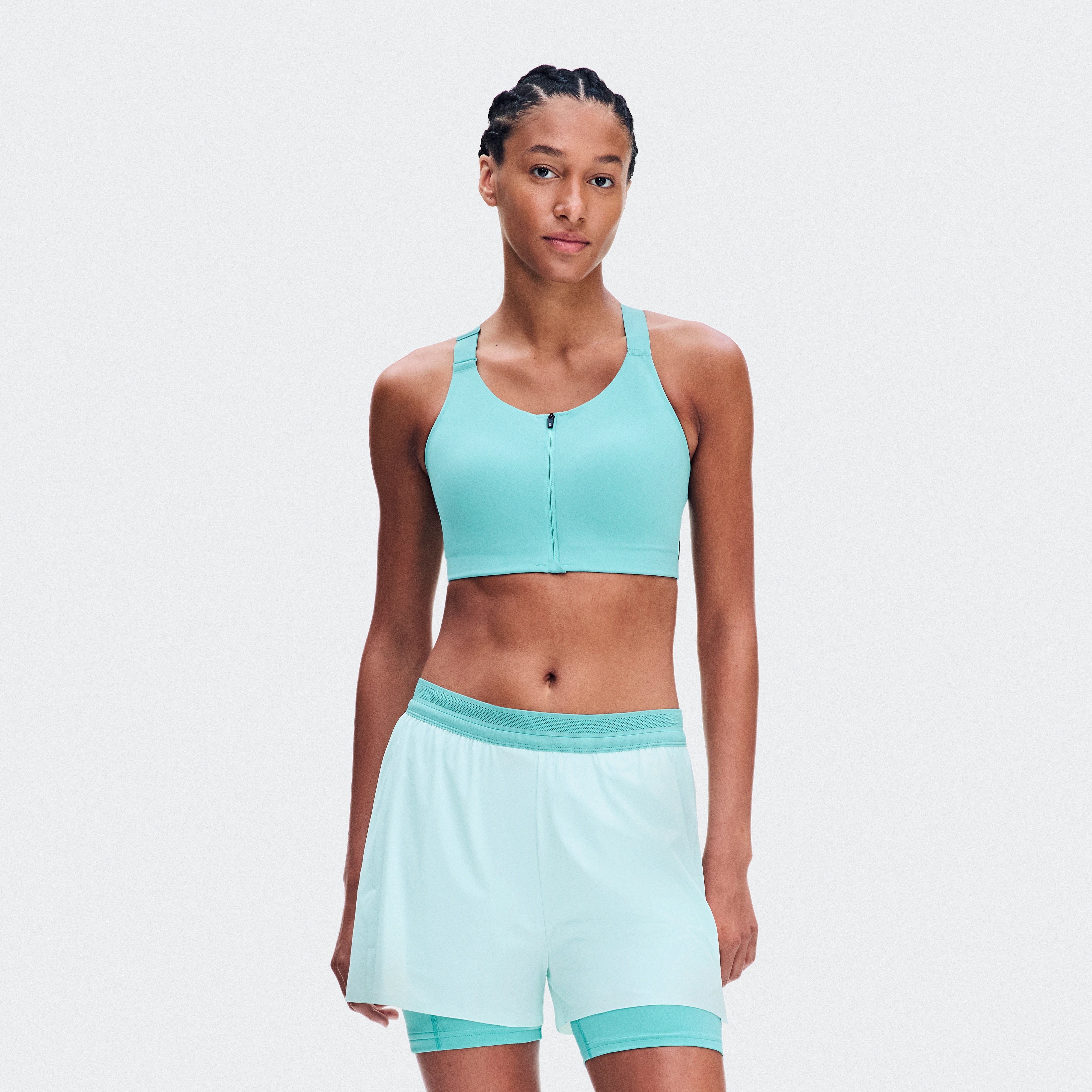 On Endurance Bra Zip Aquamarine Women – Running, high support Bras