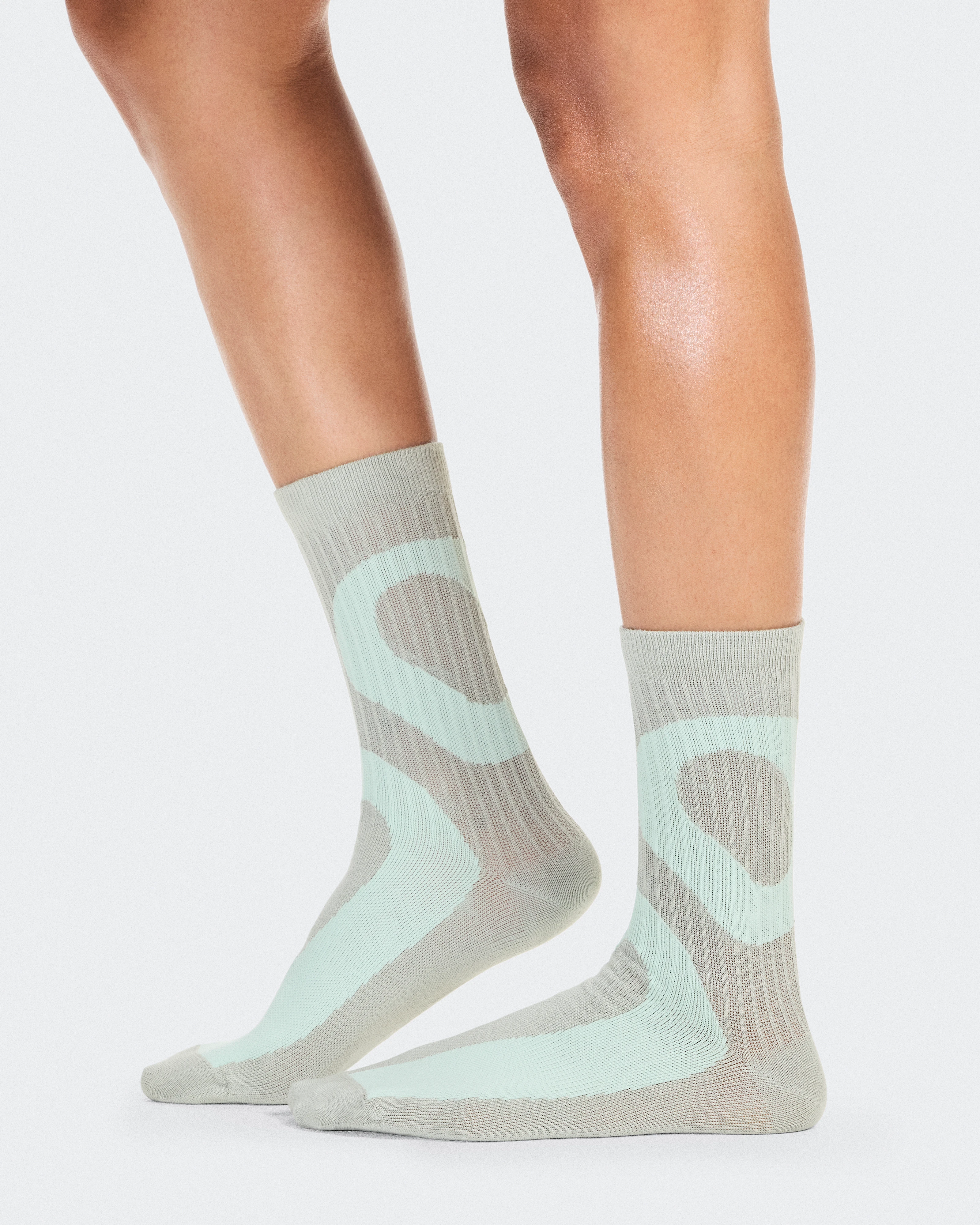 On Liquid Logo Sock High 2P Ivory & Tin Unisex Socks