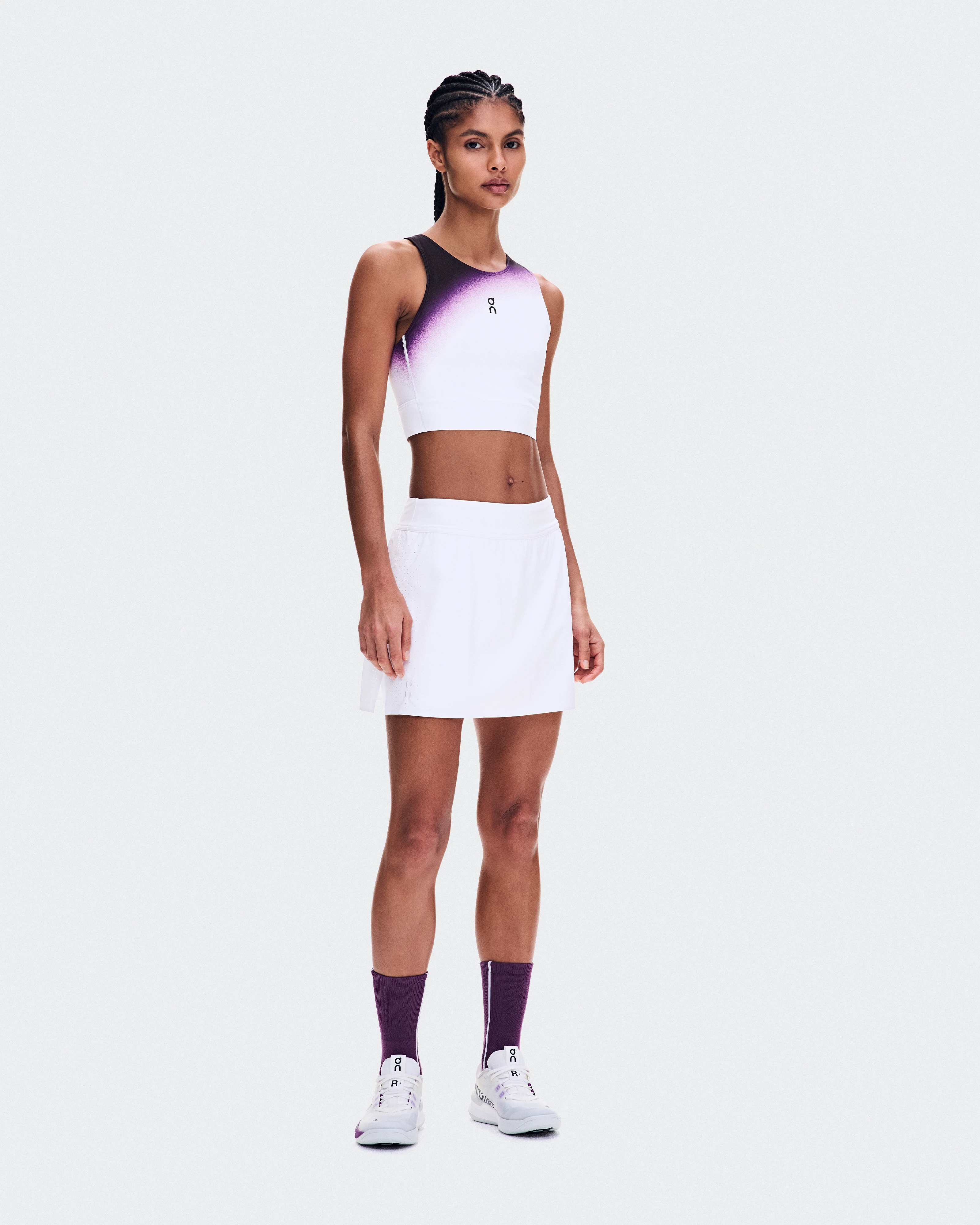On Court Crop Top Swing White & Cassis Women Tops and t-shirts