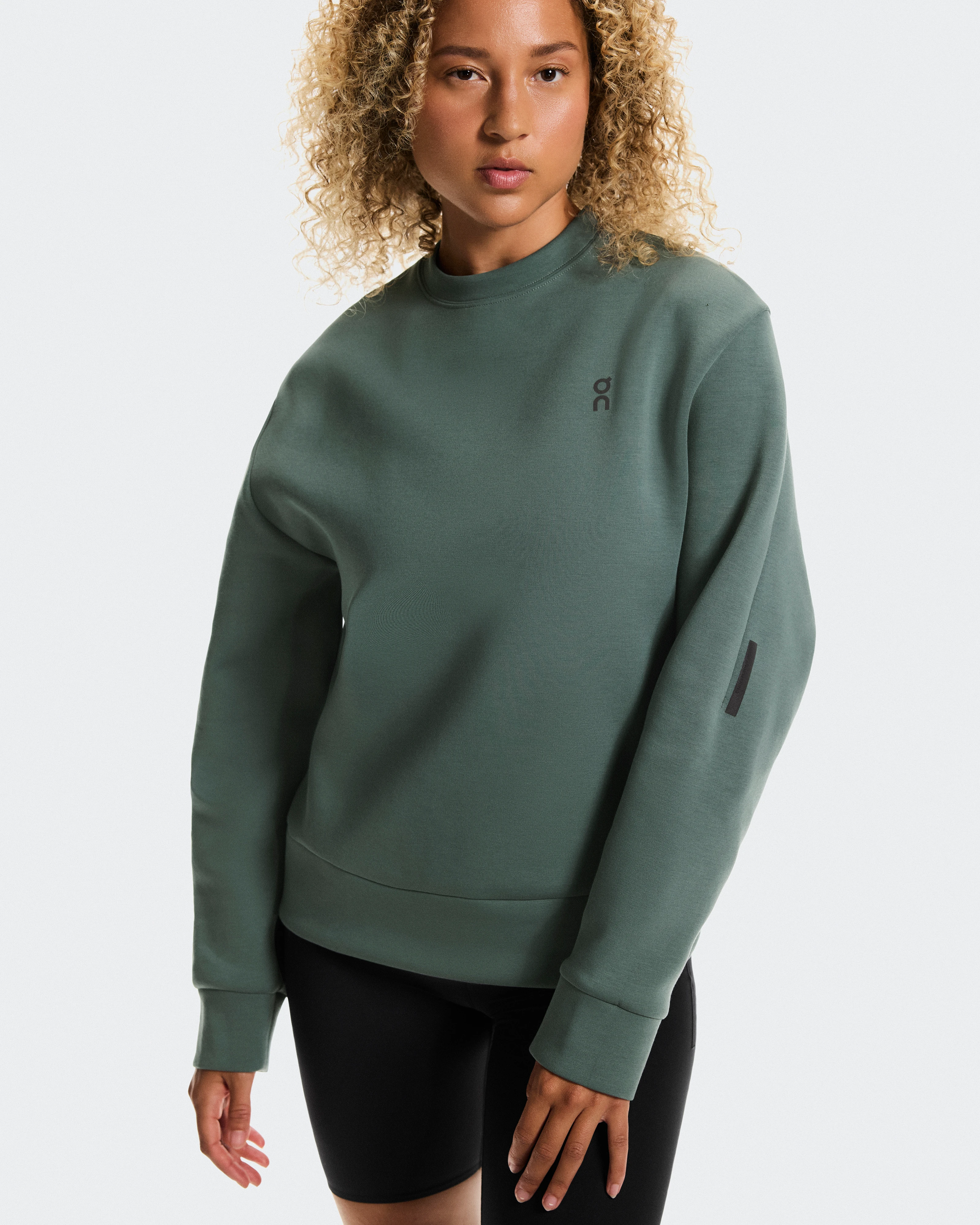 On Focus Tech Crew Olive Women Hoodies and sweatshirts