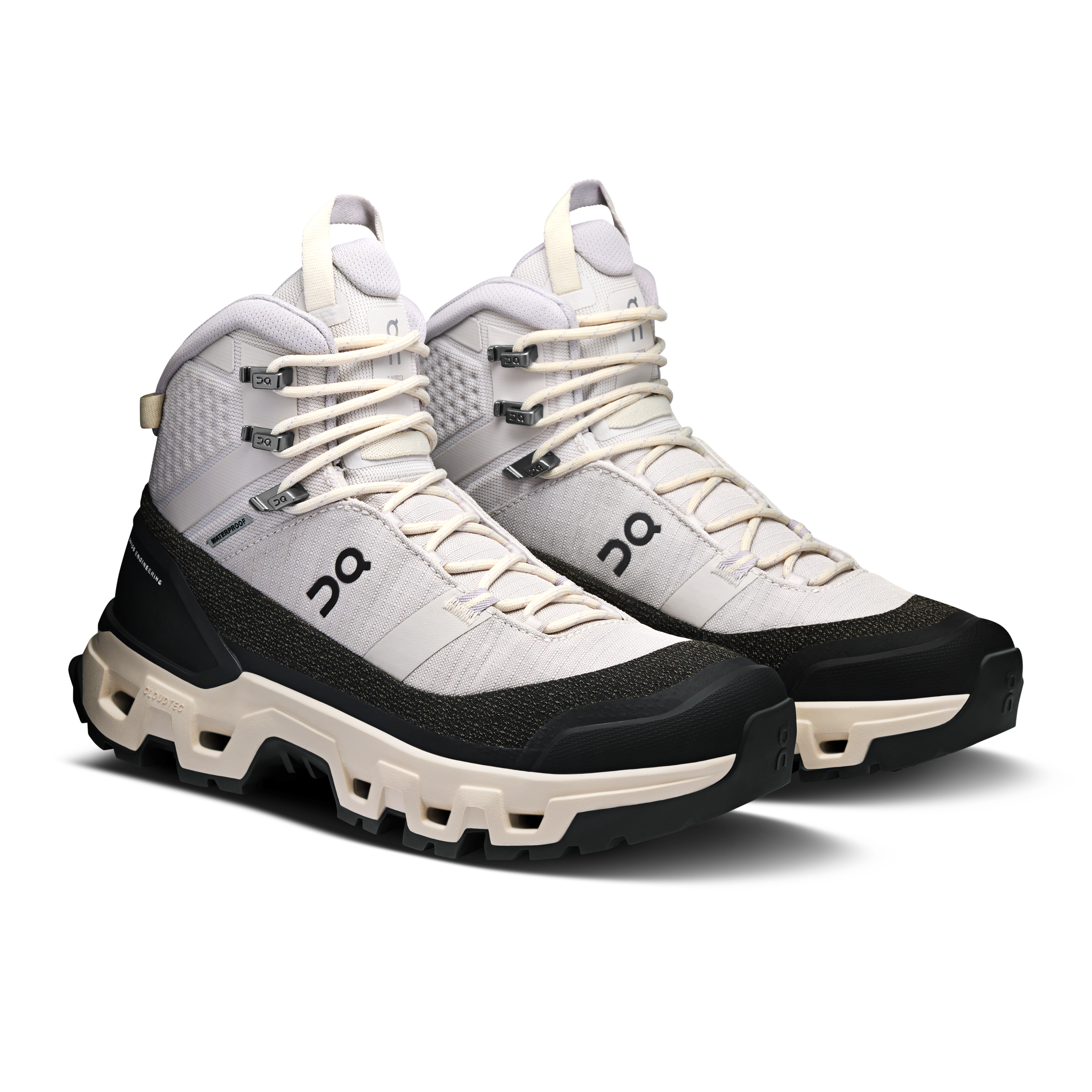 On Cloudrock Trek Waterproof Silver & Cream Women Hiking Shoes