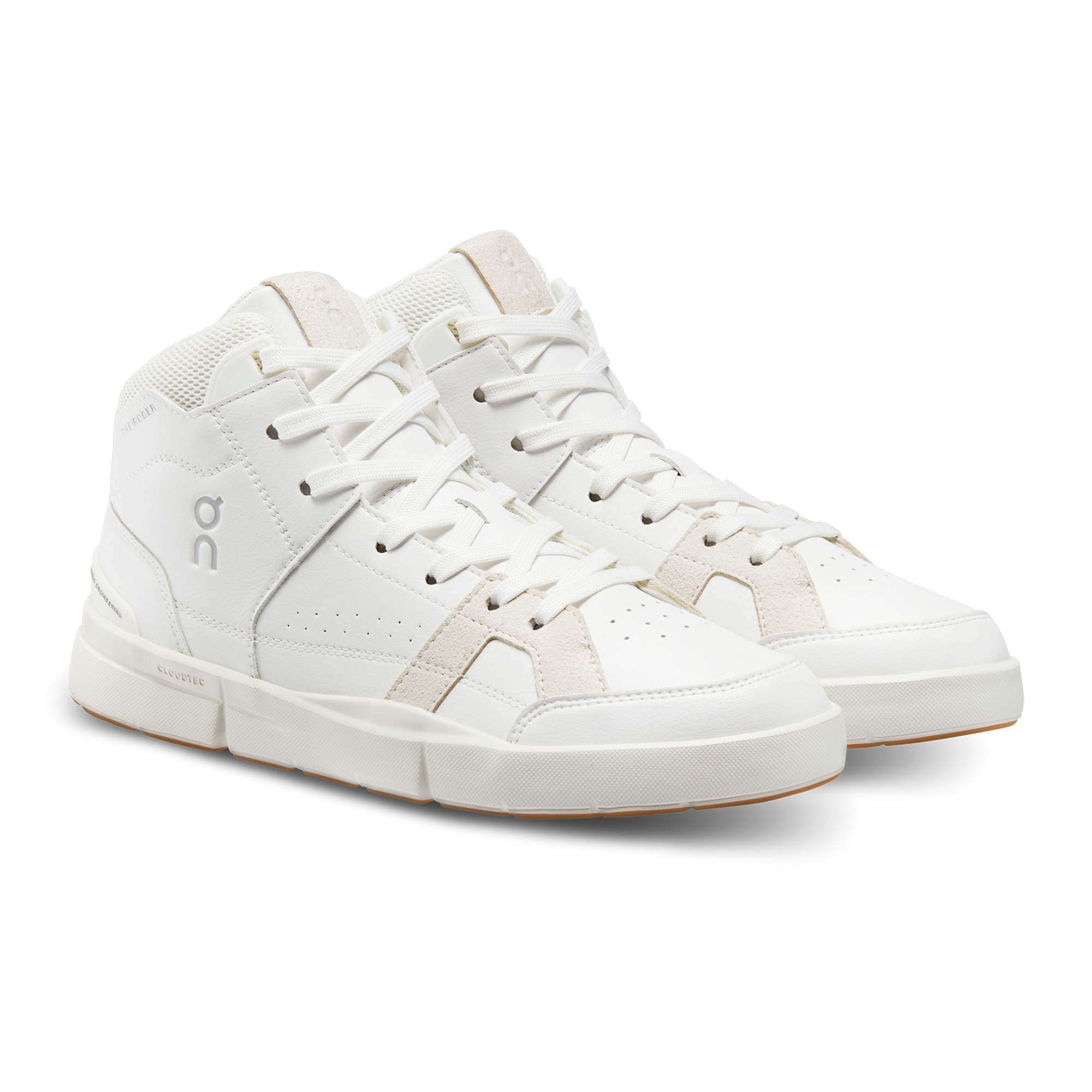 On THE ROGER Clubhouse Mid White & Sand Women Active life Shoes