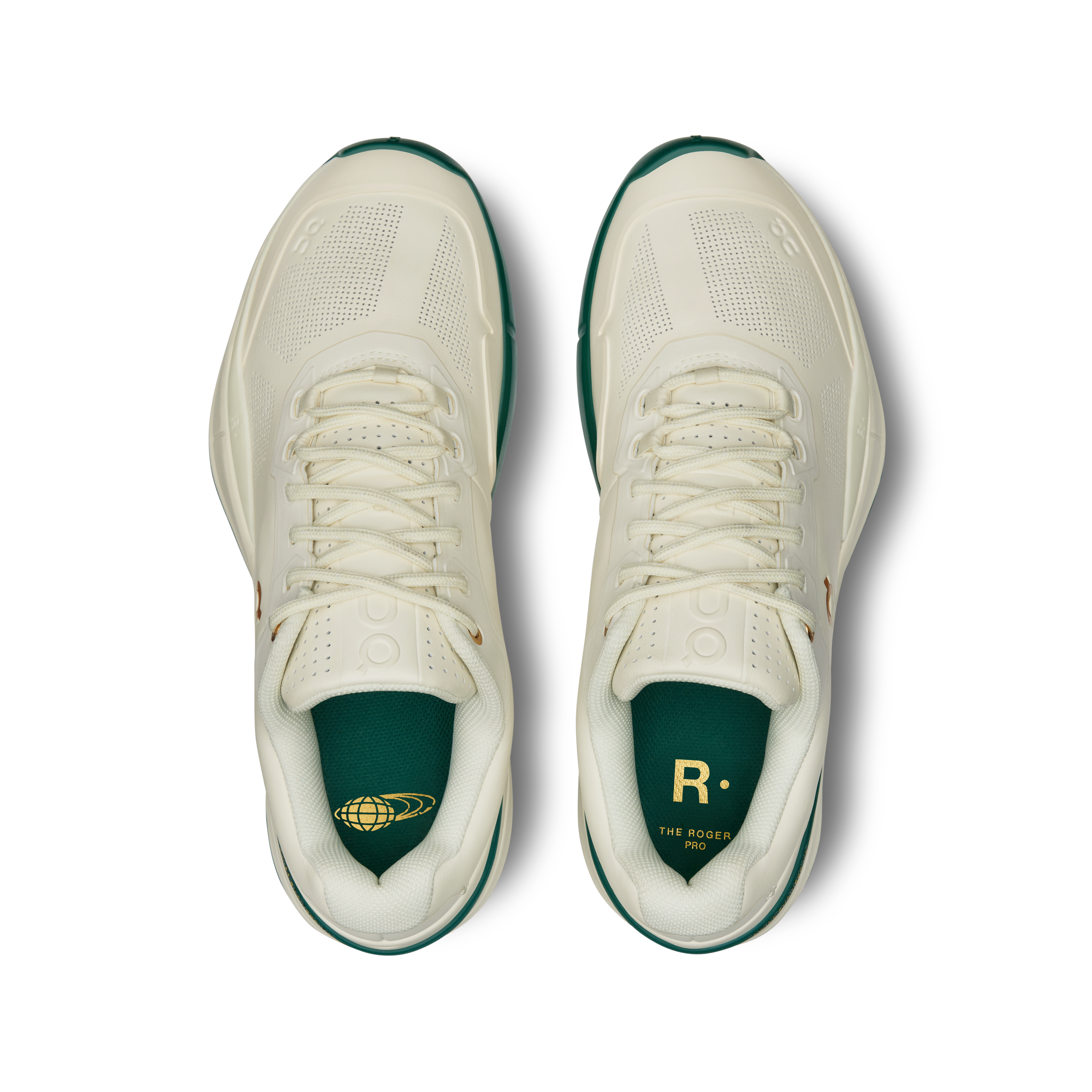 On THE ROGER Pro Beams Ivory & Evergreen Men Tennis Shoes