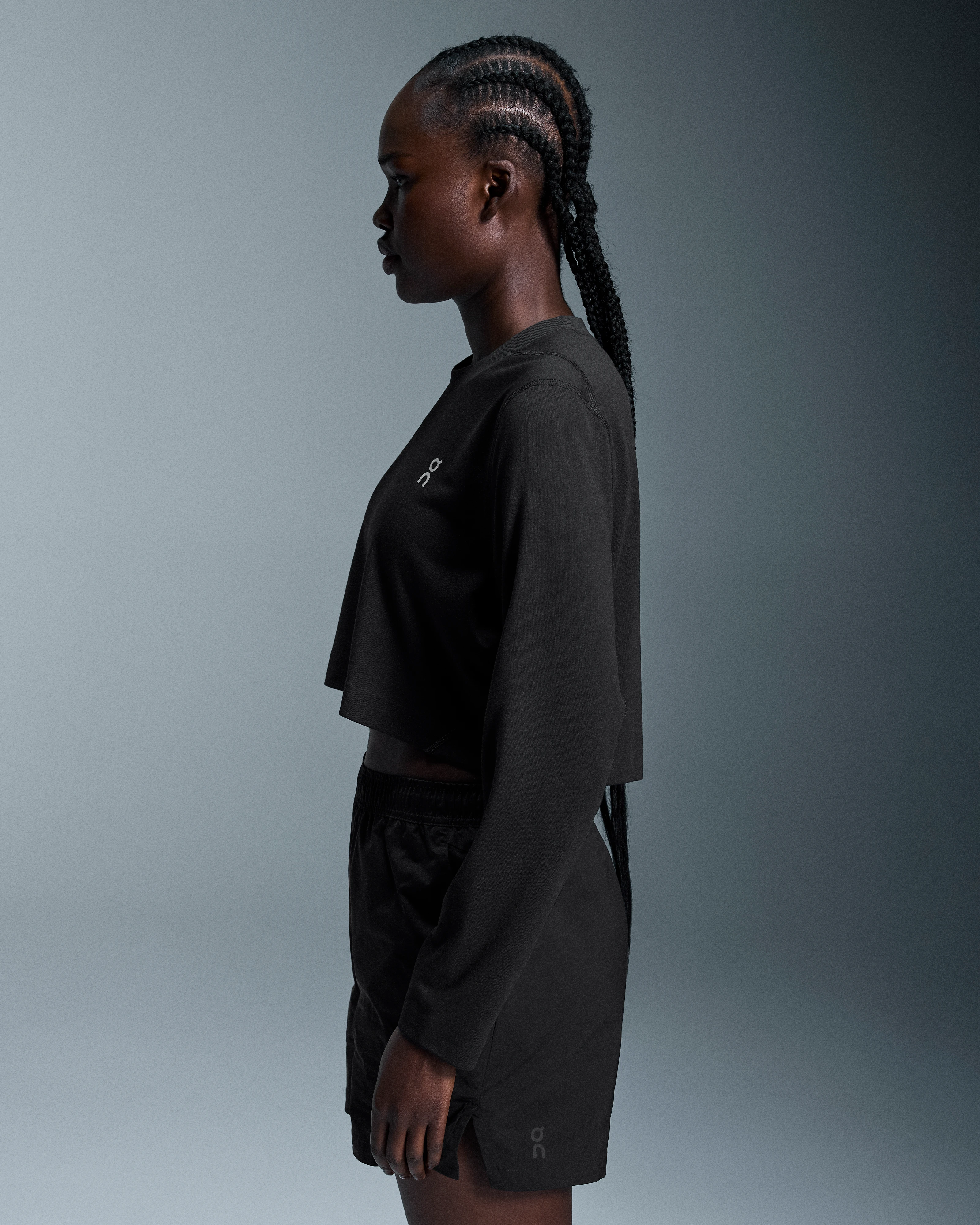 On Train Long-T Crop Black Women Tops and t-shirts