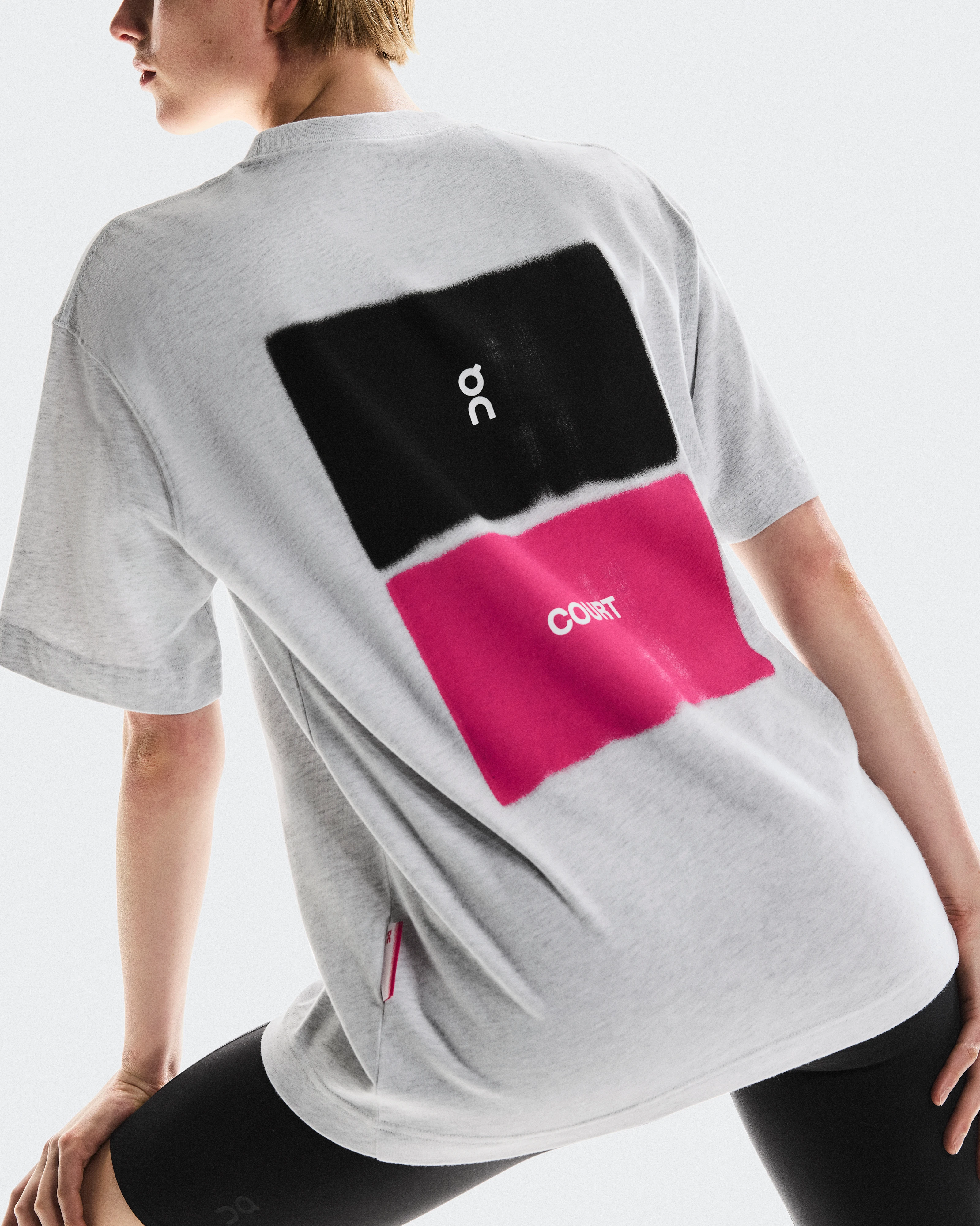 On Club-T Court Heather Gray & Pink Women Tops and t-shirts