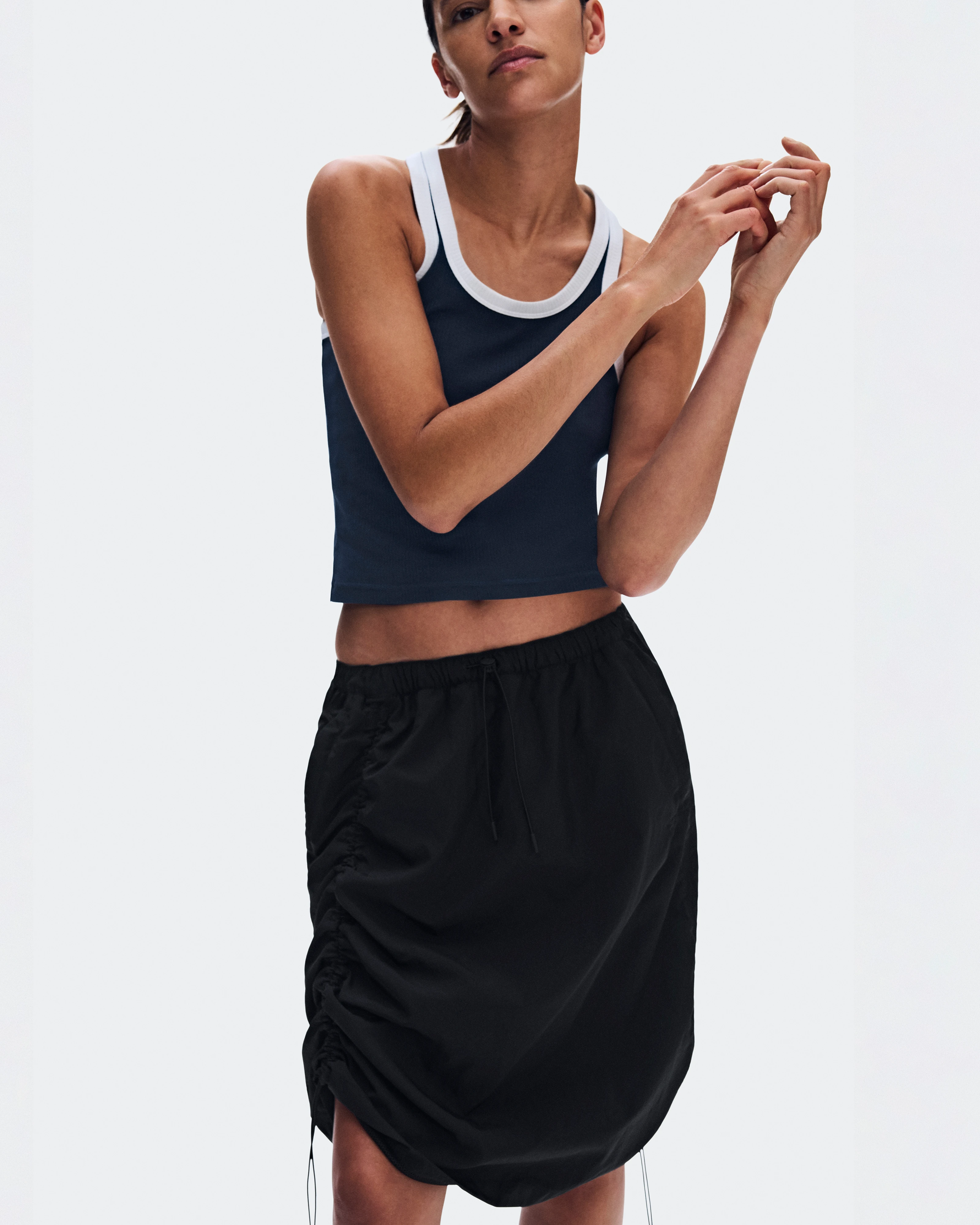 On Drawstring Midi Skirt Black Women Skirts