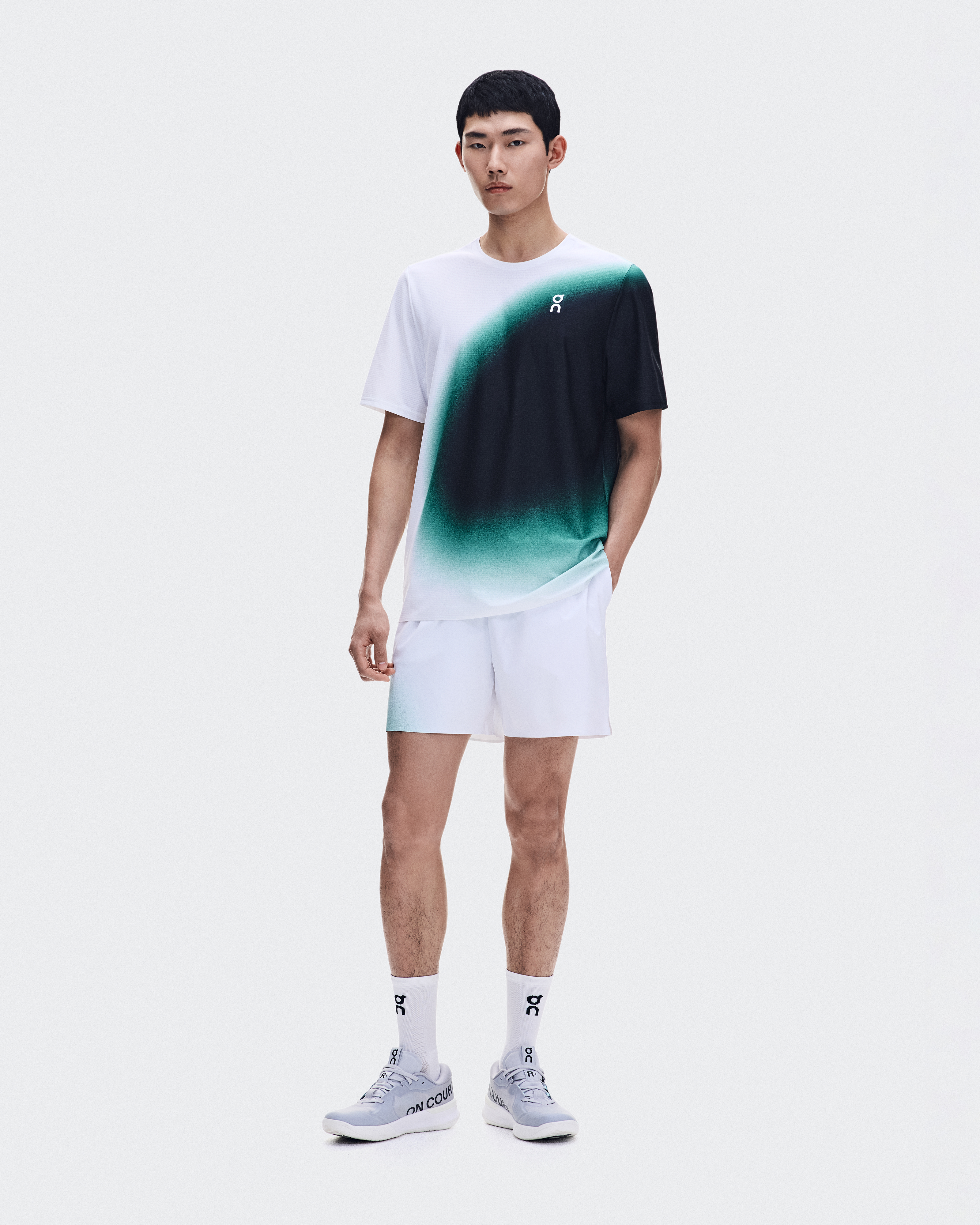 Court-T Swing Short-Sleeve Shirt in White/Neem