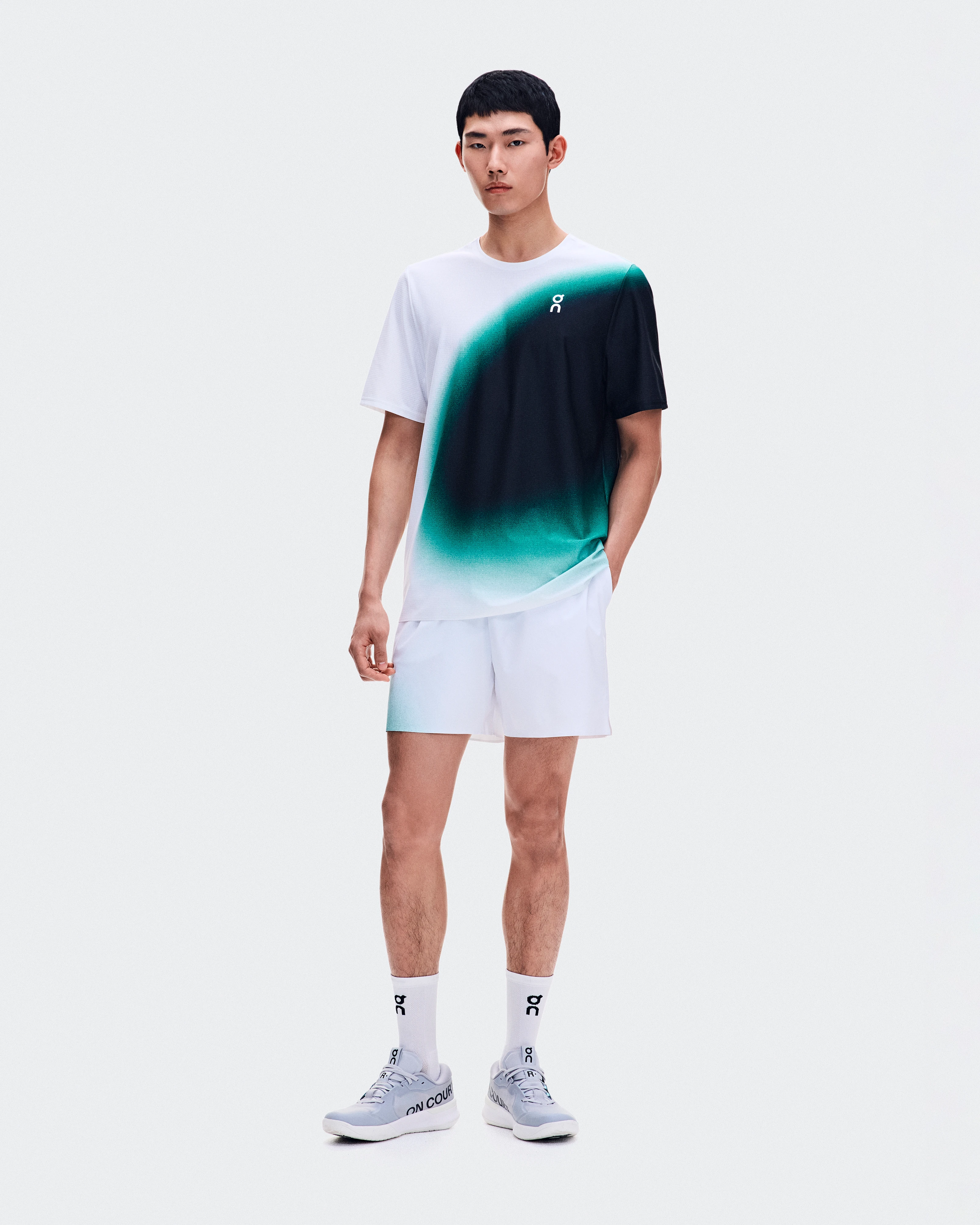 On Court-T Swing White & Neem Men Tops and t-shirts