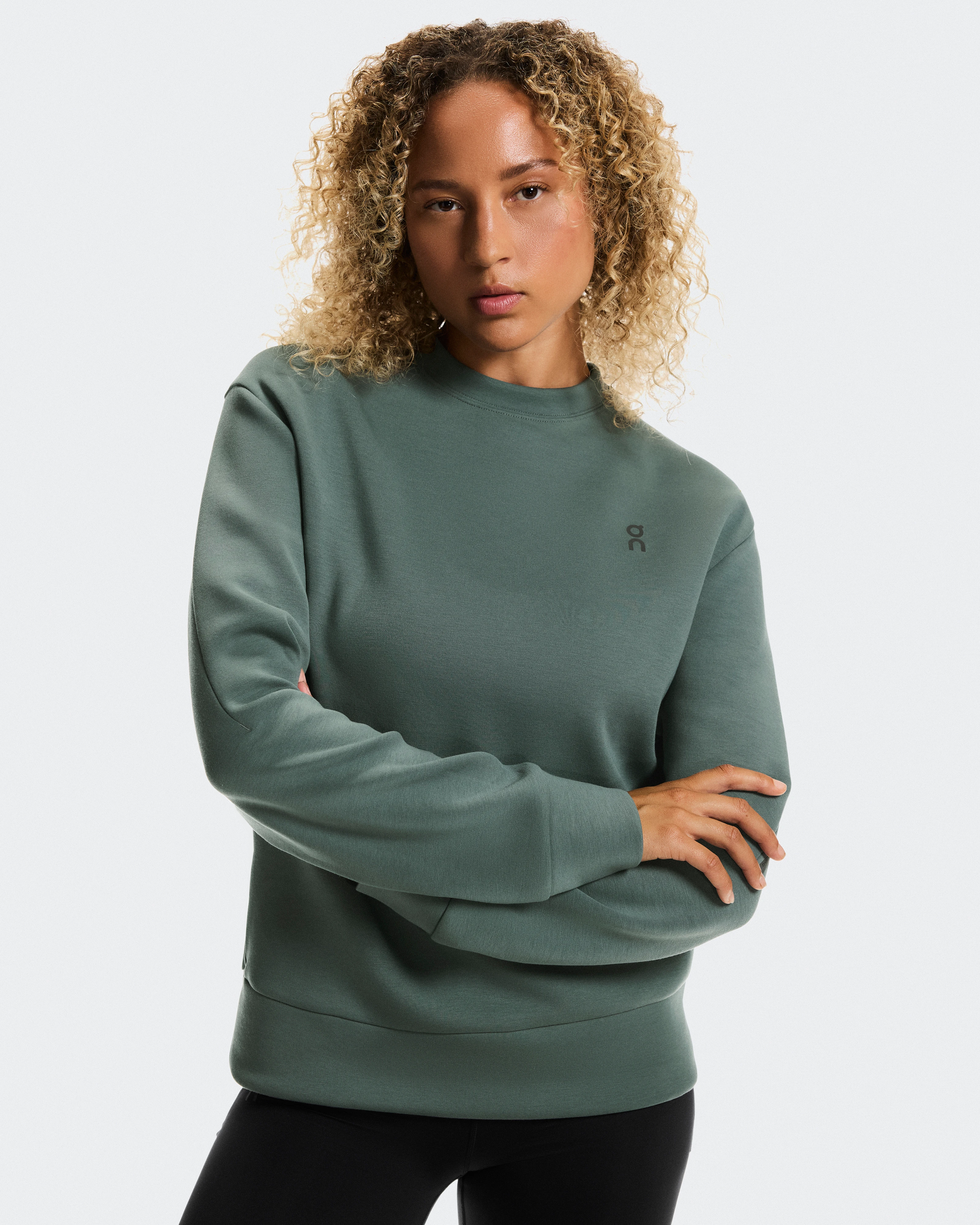 On Focus Tech Crew Olive Women Hoodies and sweatshirts
