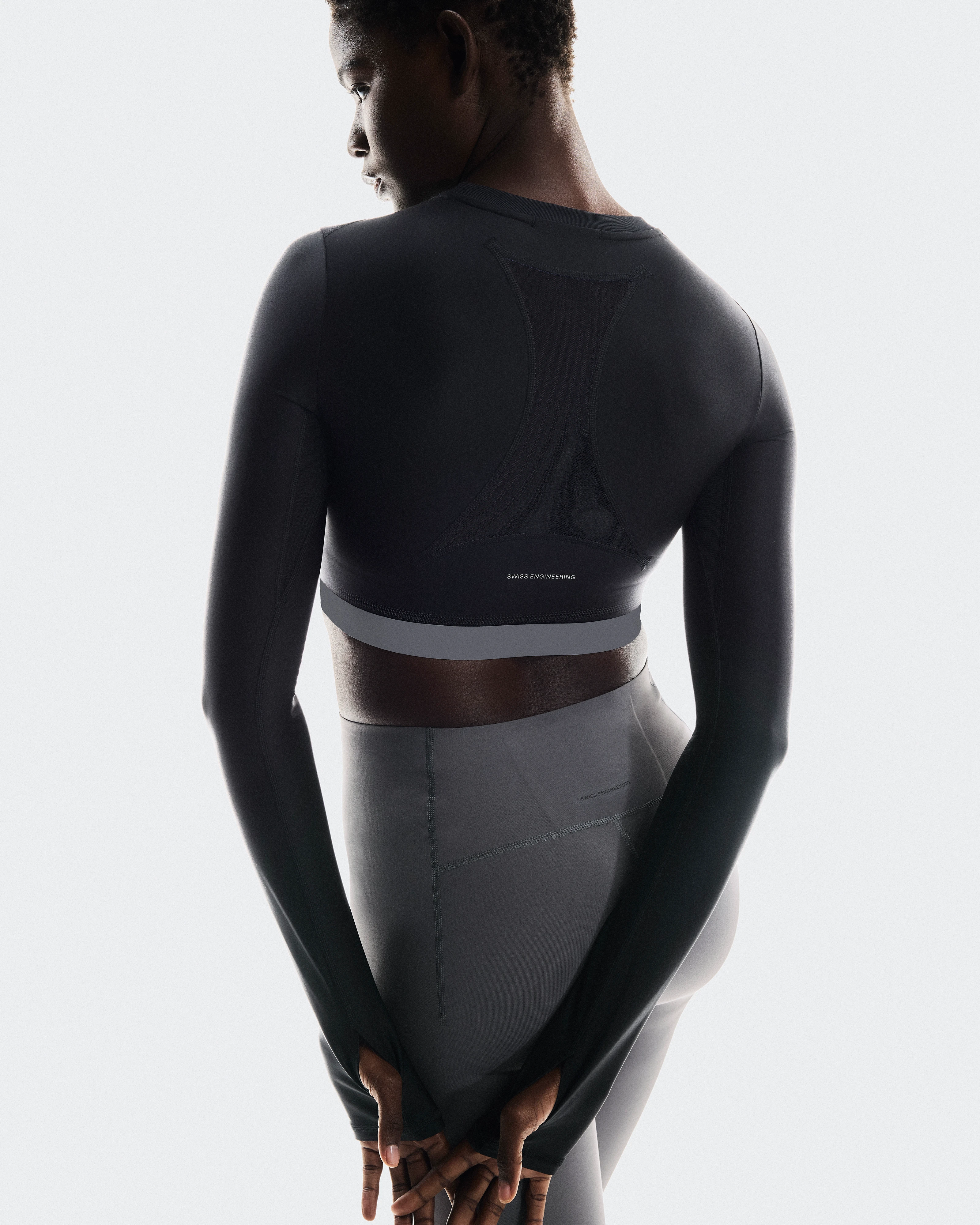 On Train Long Sleeve Crop Black Women Tops and t-shirts